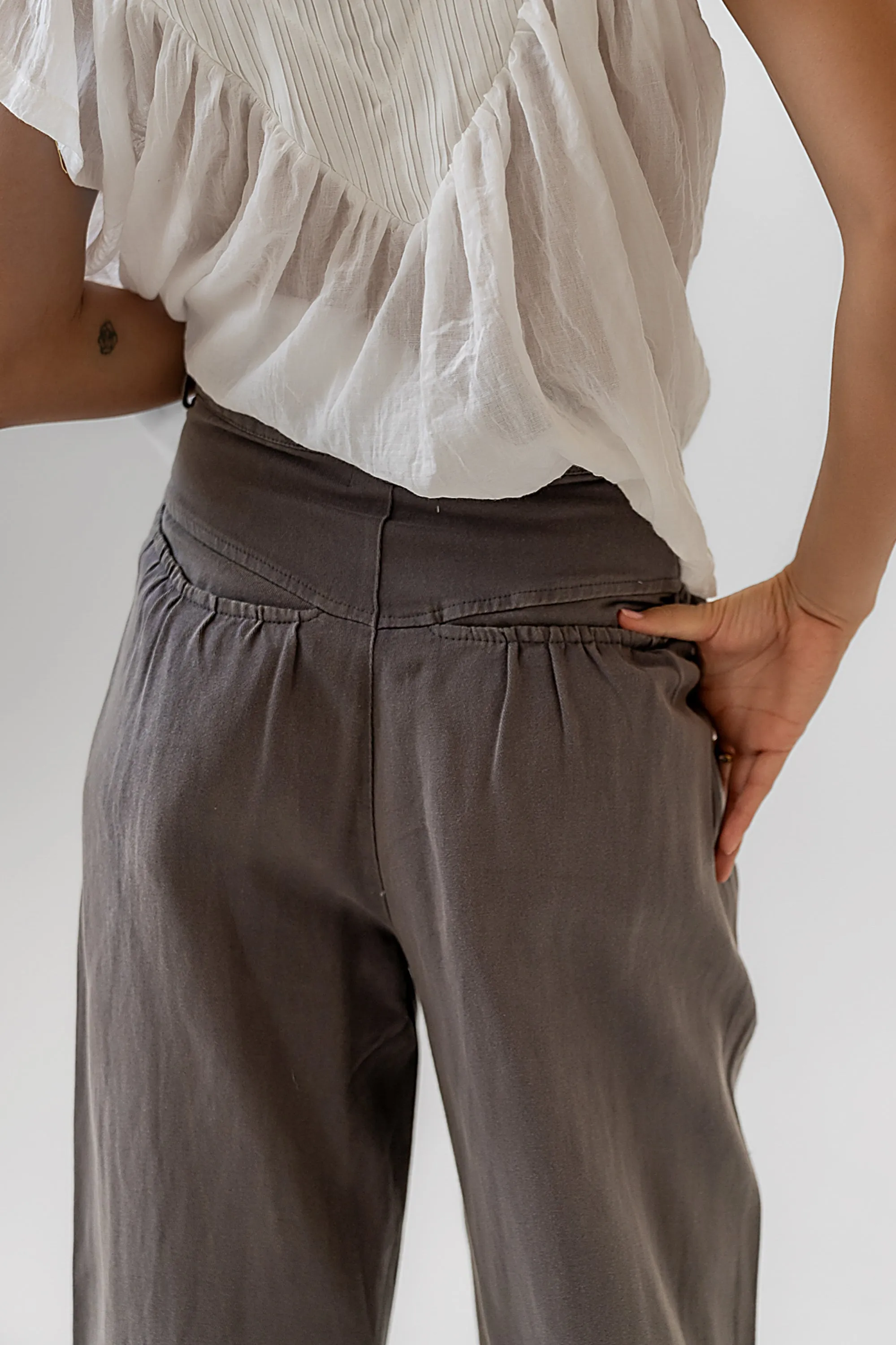 Casey Cropped Wide Leg Pants in Grey sold by bohme product image thumbnail 3
