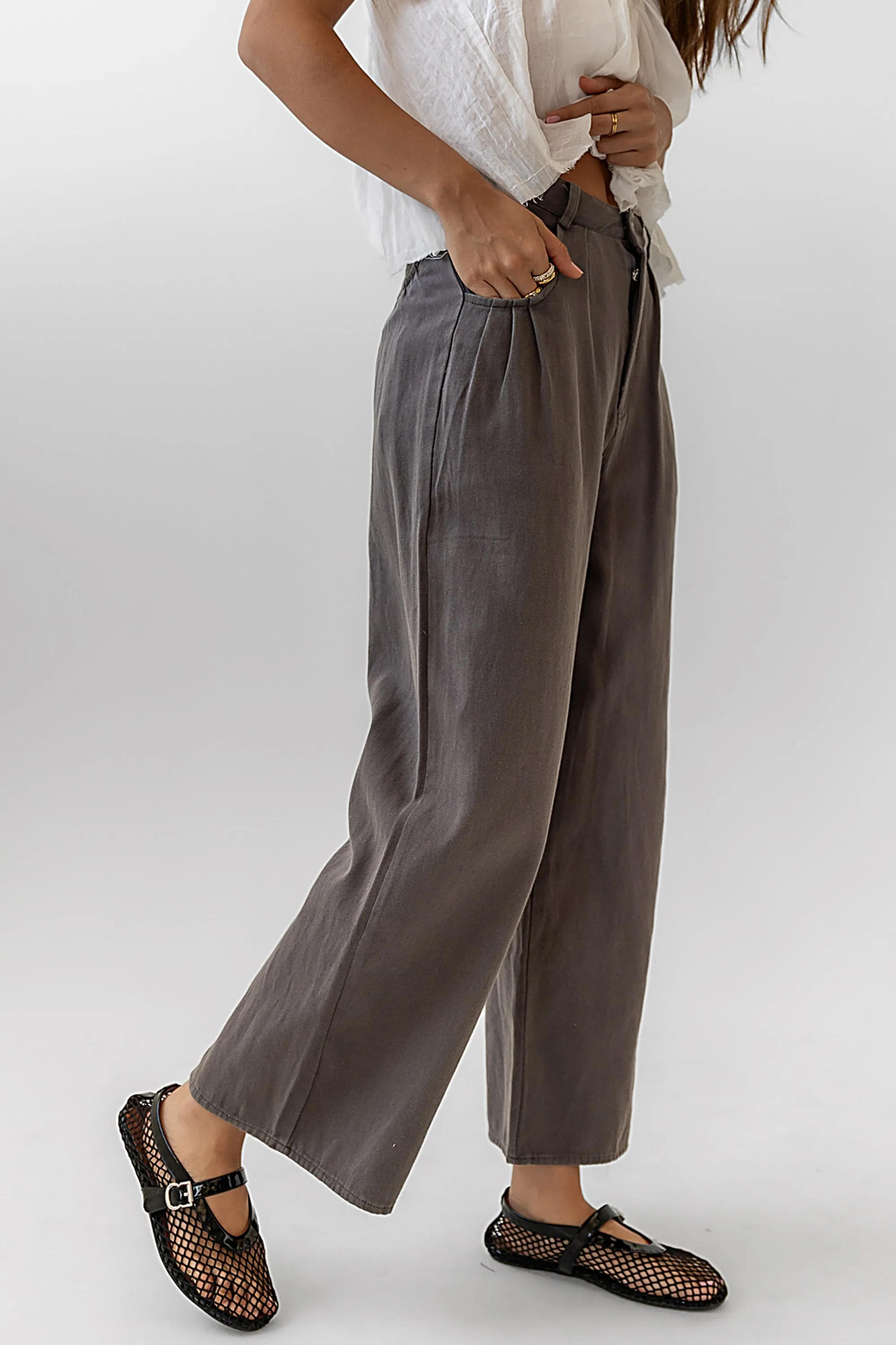 Casey Cropped Wide Leg Pants in Grey sold by bohme product image thumbnail 5