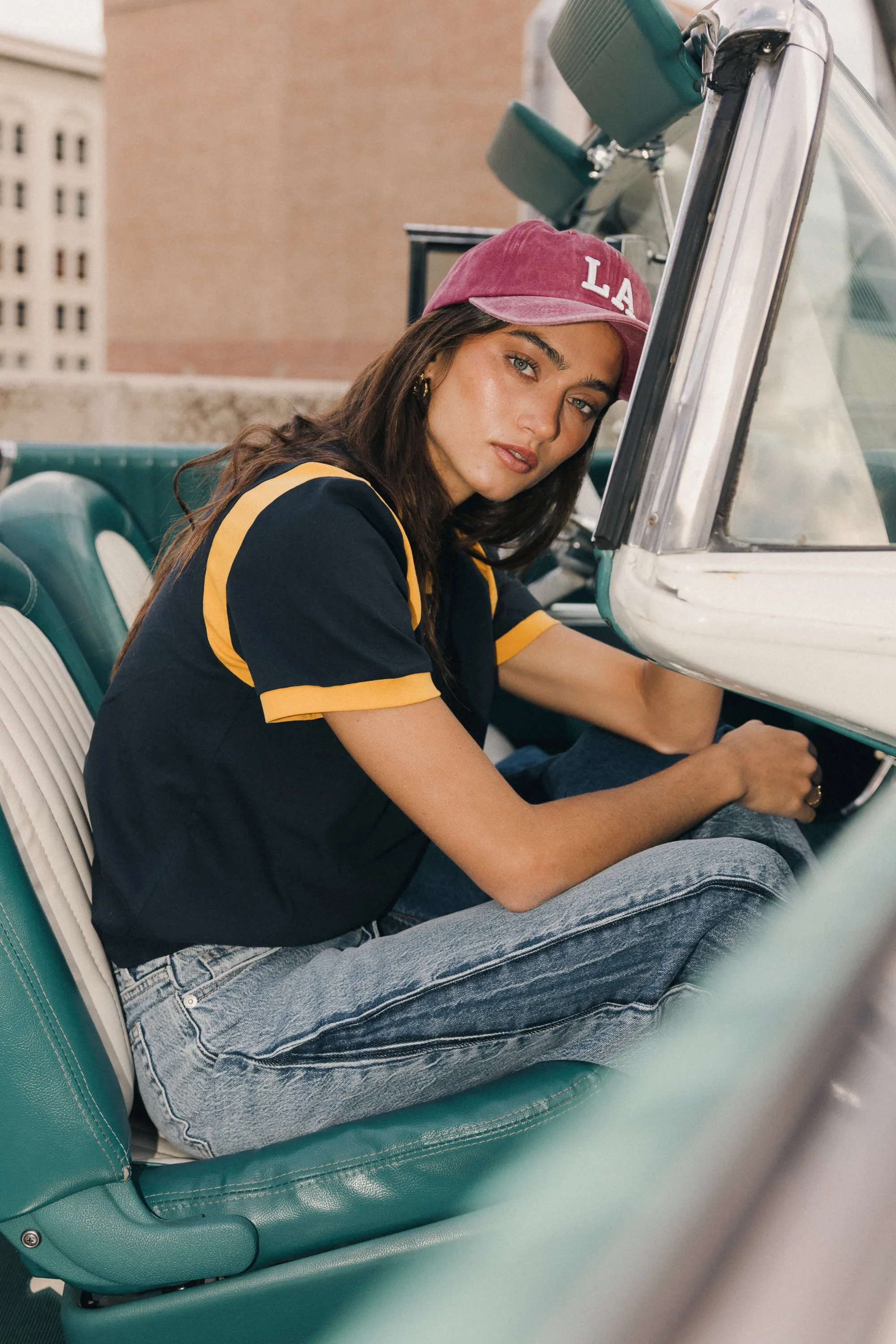 Emma Contrast Top in Navy sold by bohme product image thumbnail 4