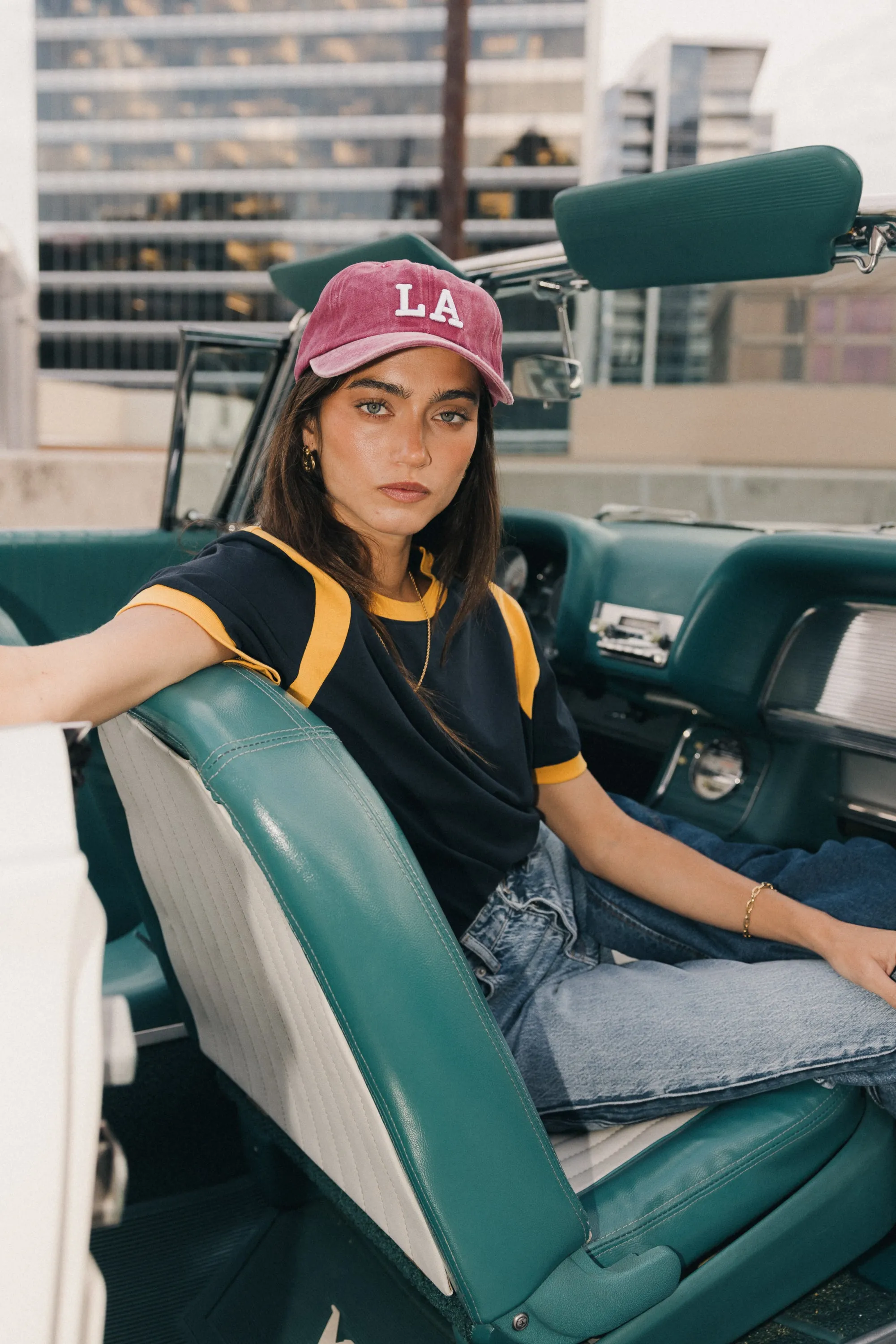 Emma Contrast Top in Navy sold by bohme