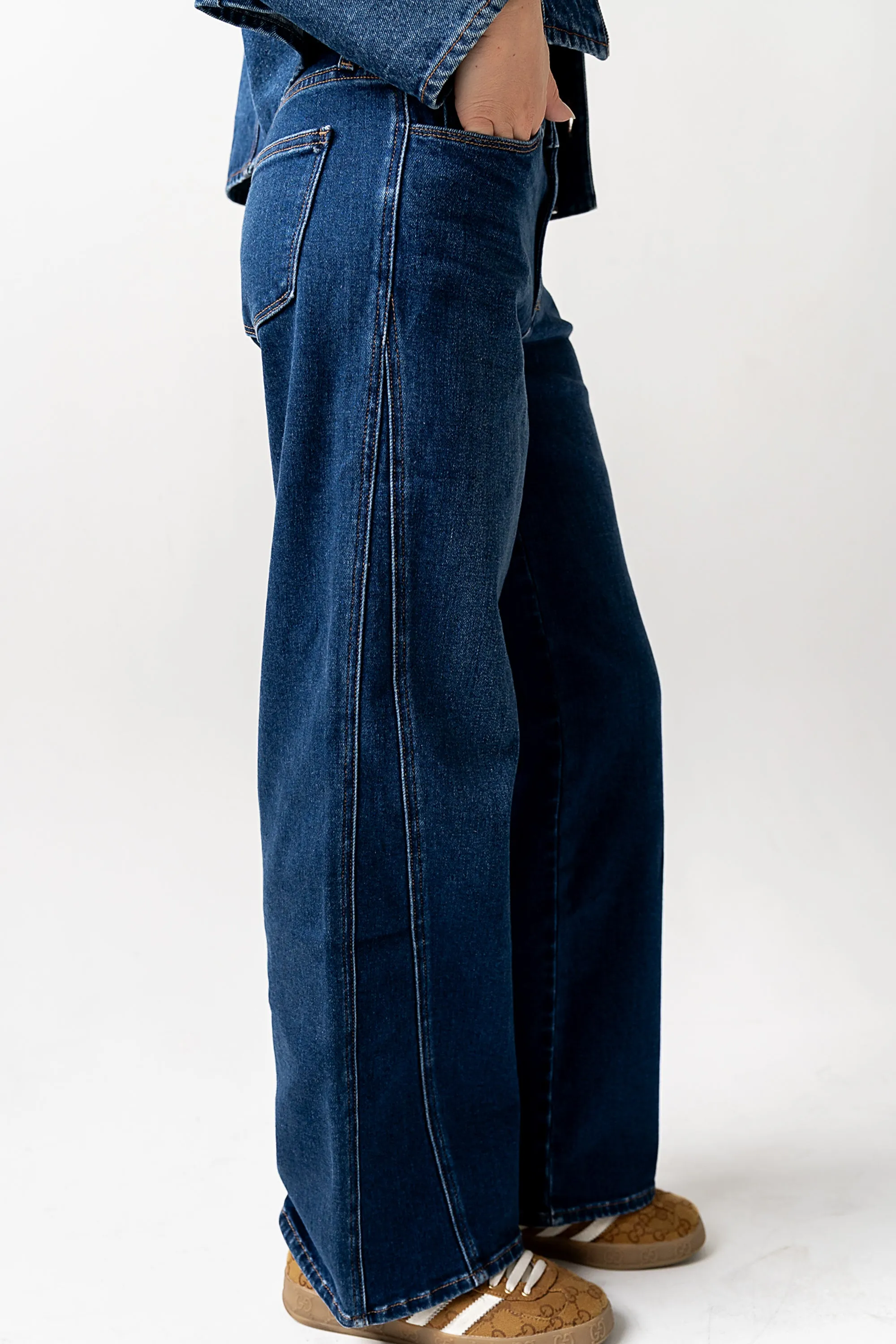 Kate Wide Leg Jeans in Dark Wash sold by bohme