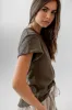 Selena Rolled Sleeve Shirt in Olive sold by bohme