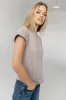 Selena Rolled Sleeve Shirt in Taupe sold by bohme