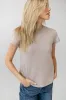 Selena Rolled Sleeve Shirt in Taupe sold by bohme