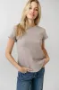 Selena Rolled Sleeve Shirt in Taupe sold by bohme