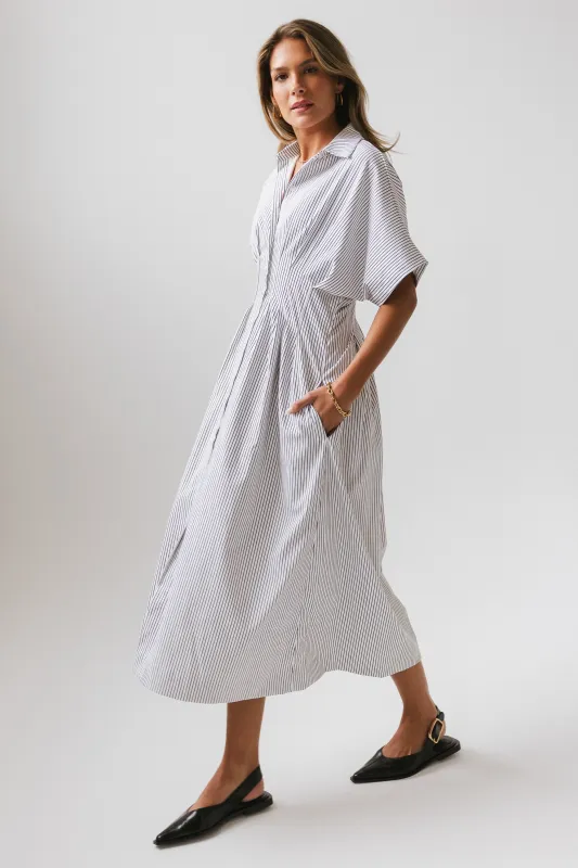 Collins Striped Maxi Dress in White sold by bohme