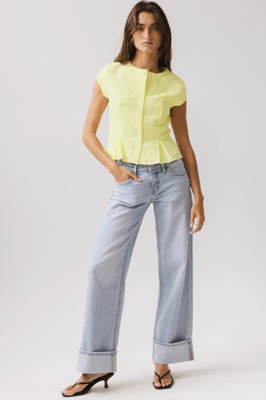 Rumi Button Front Blouse in Yellow sold by bohme