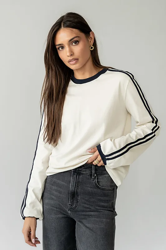 Romy Striped Top in Bone sold by bohme