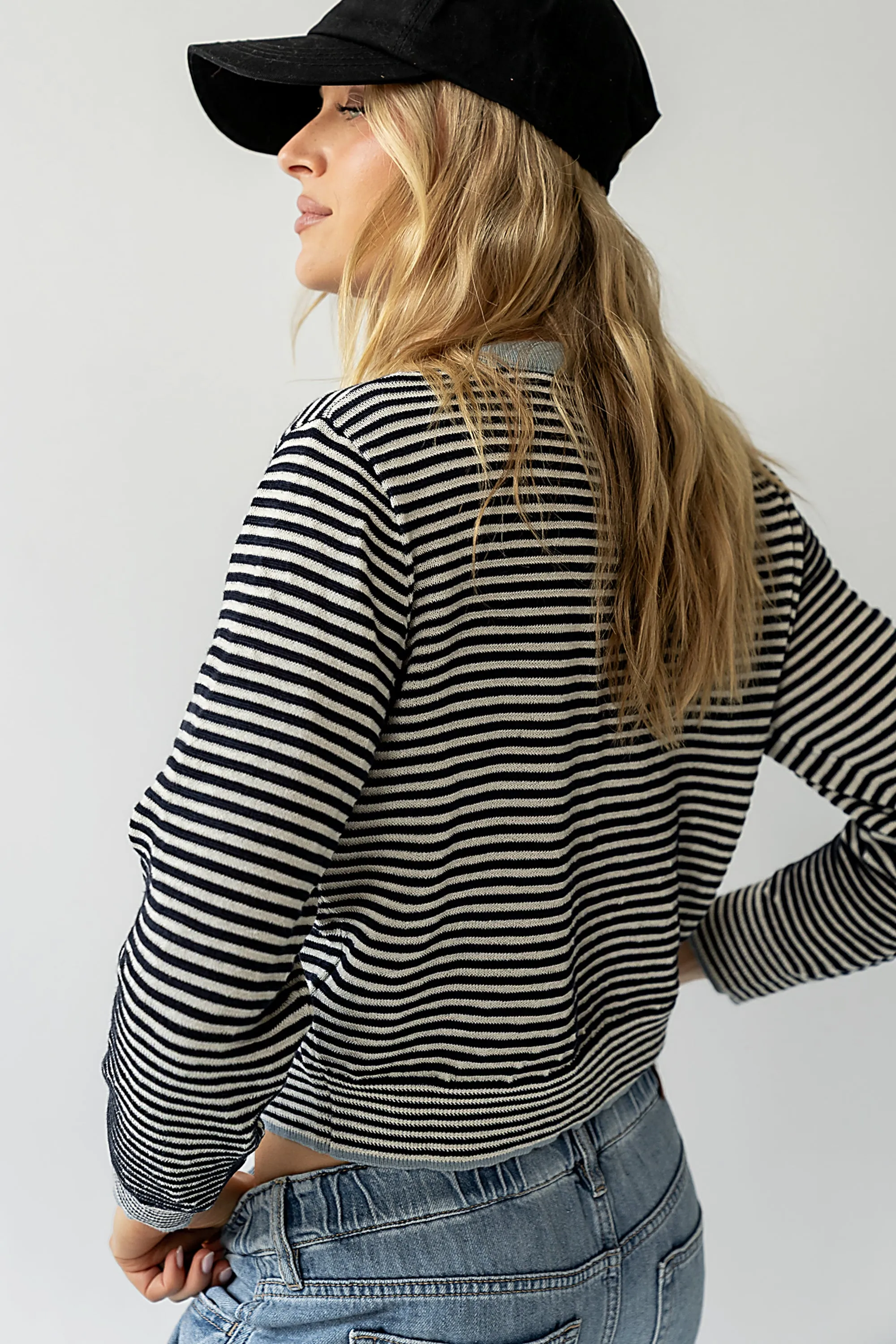 Josy Button Front Cardigan in Dusty Blue sold by bohme product image thumbnail 2