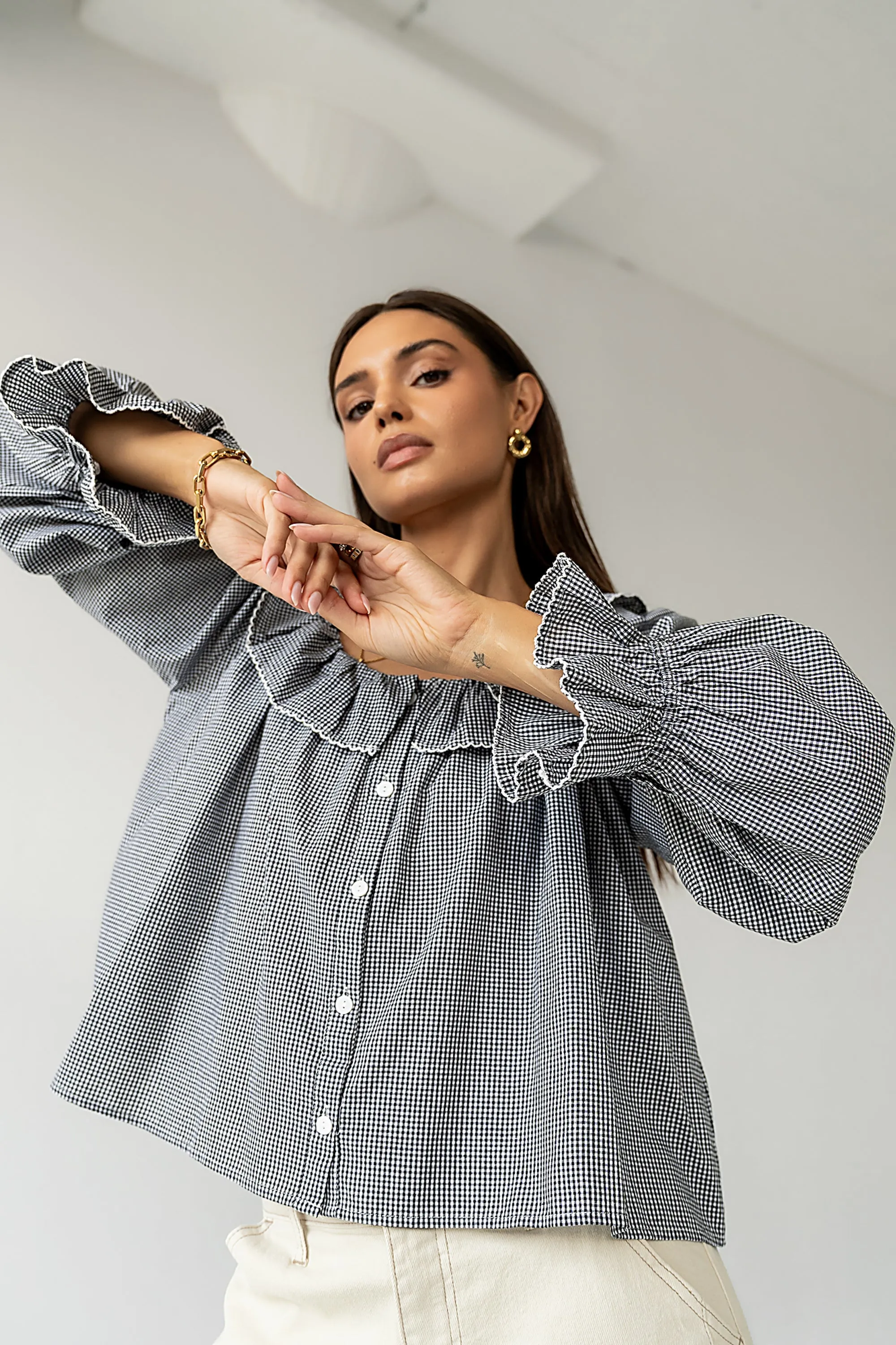 Ayla Gingham Blouse in Black sold by bohme product image thumbnail 2