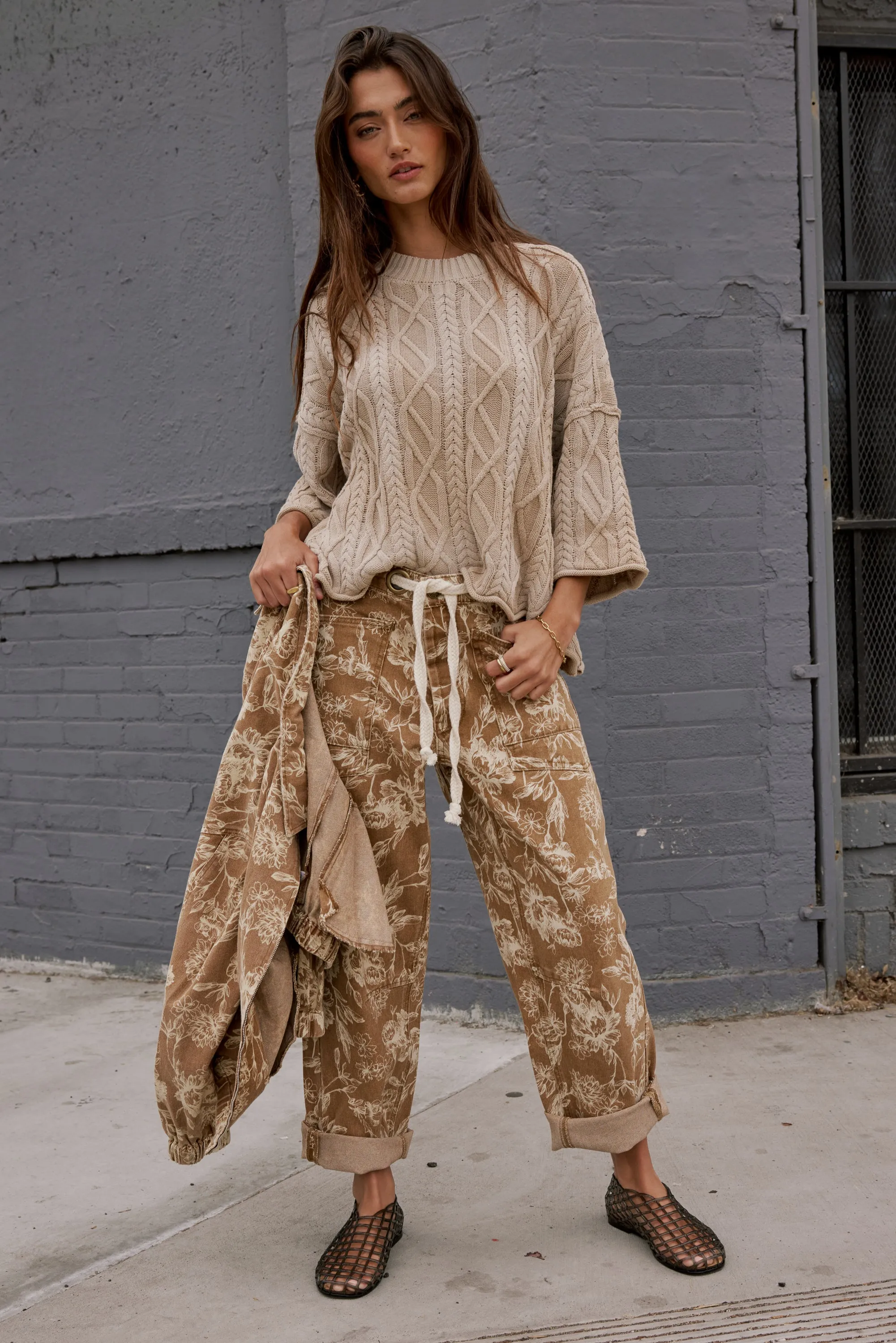 Raegan Cable Knit Sweater in Tan sold by bohme product image thumbnail 2