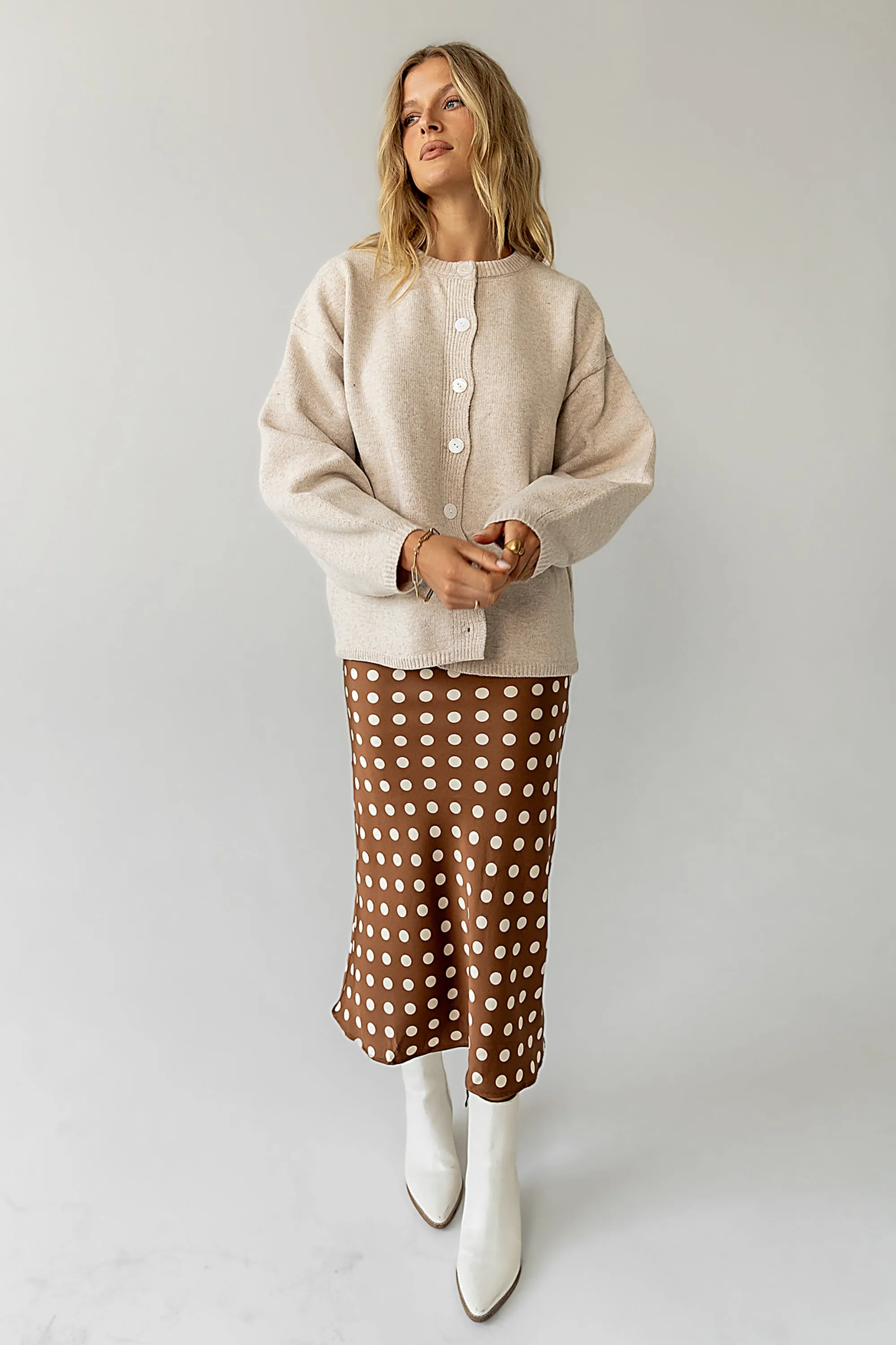 Kaia Knit Cardigan in Oatmeal sold by bohme product image thumbnail 2