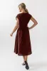 Matilda Pleated Maxi Dress in Rust sold by bohme