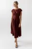 Matilda Pleated Maxi Dress in Rust sold by bohme