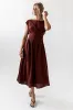 Matilda Pleated Maxi Dress in Rust sold by bohme