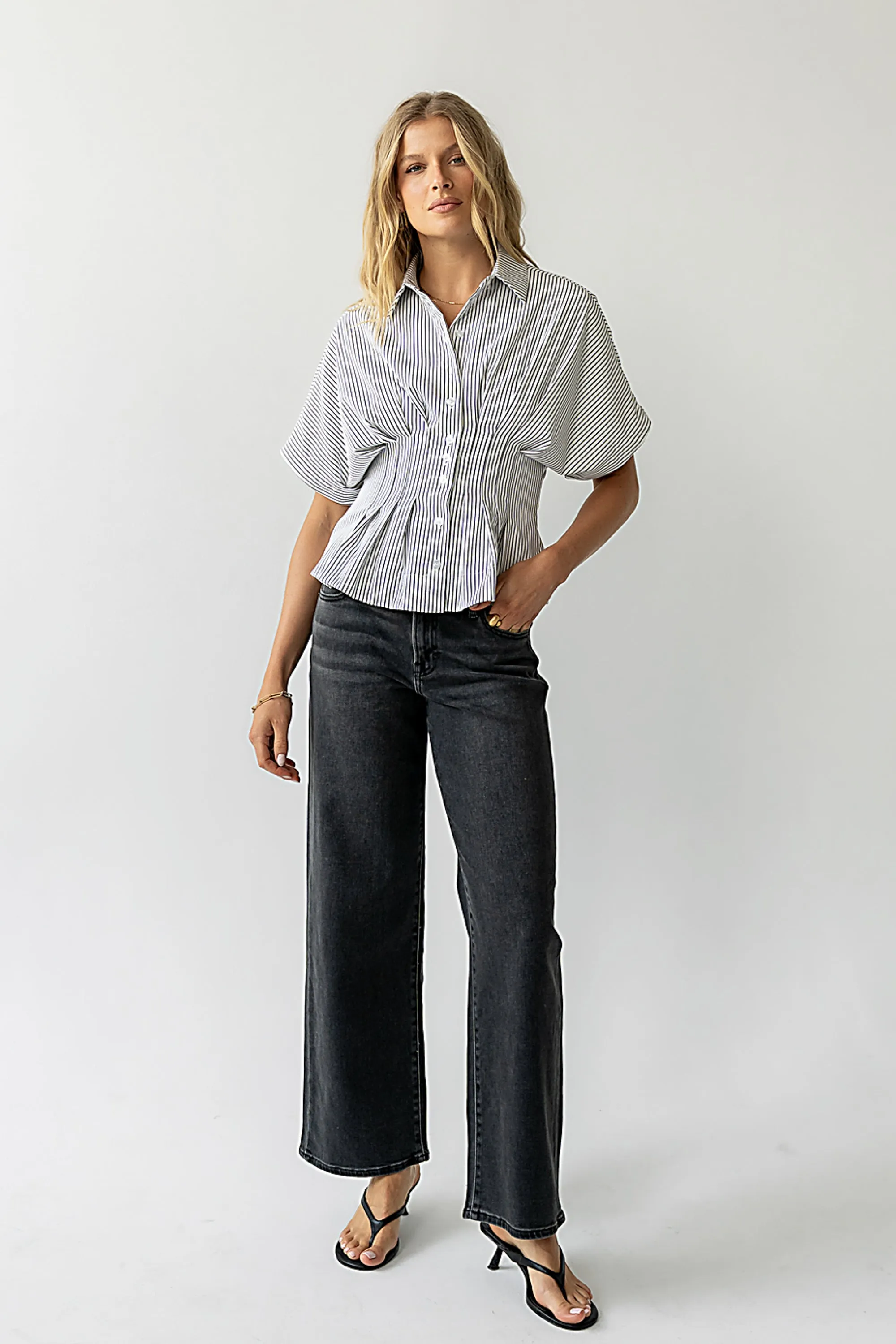 Alec Striped Blouse in White - FINAL SALE sold by bohme product image thumbnail 3