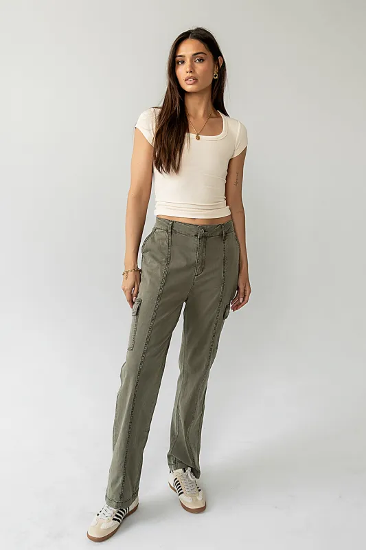 Gracie Straight Leg Pants in Olive - FINAL SALE sold by bohme