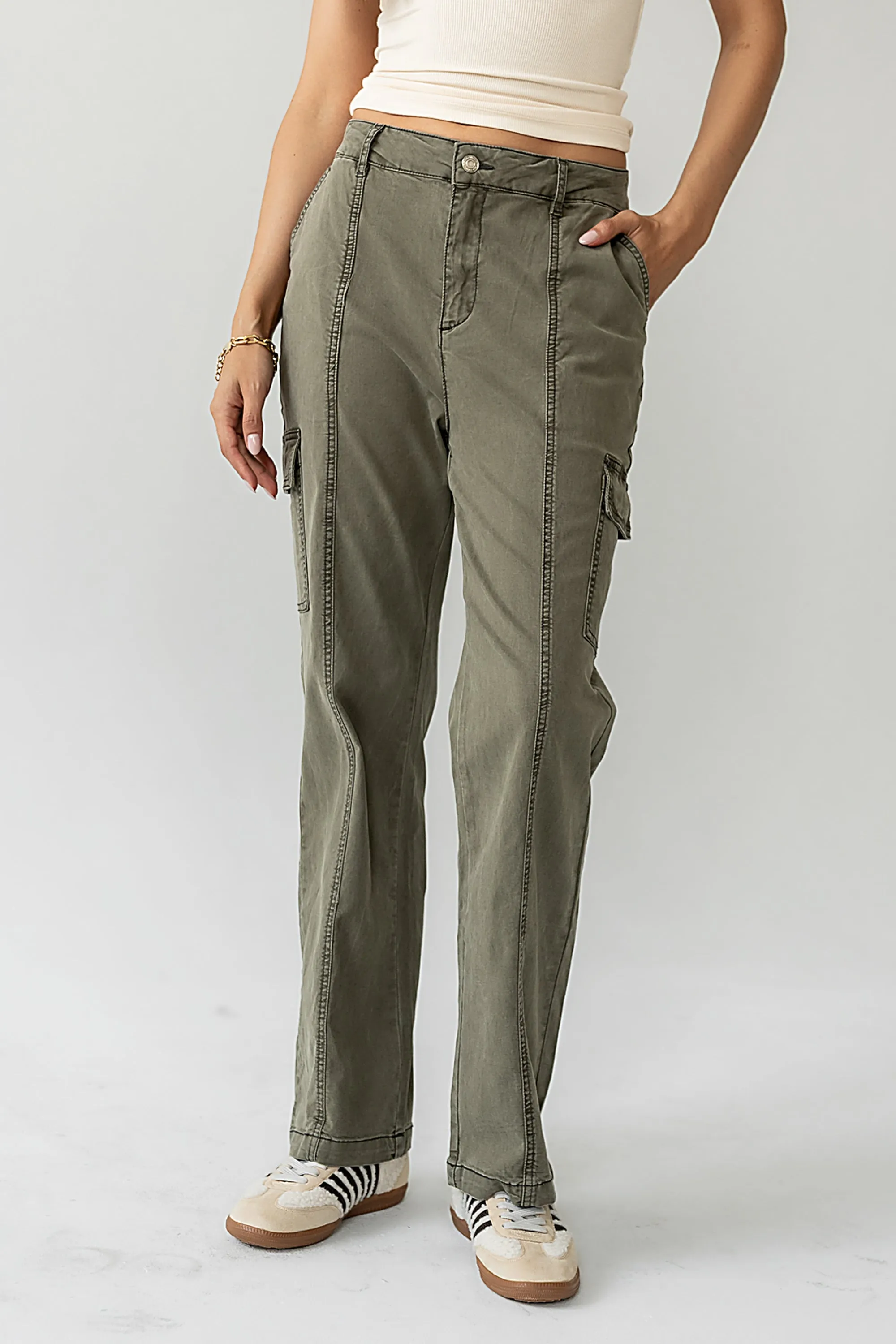 Gracie Straight Leg Pants in Olive - FINAL SALE sold by bohme product image thumbnail 2
