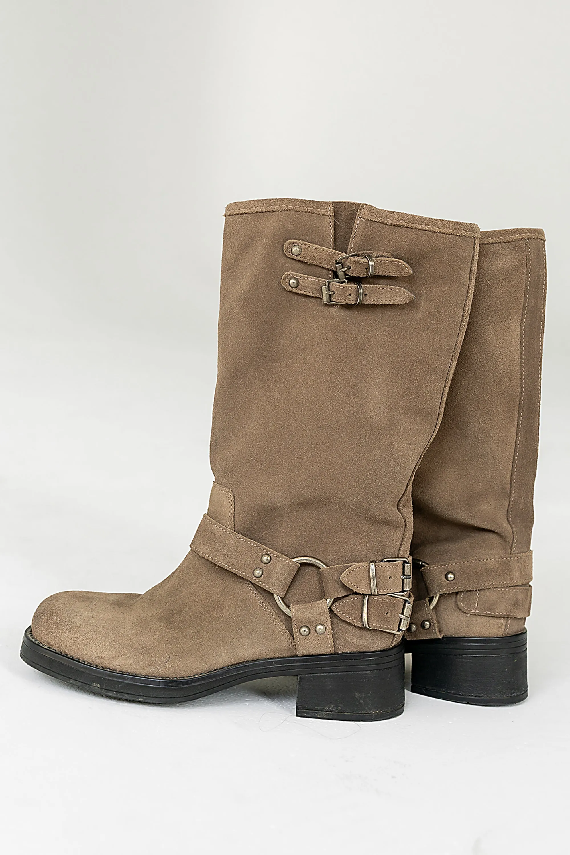 Steve Madden Astor Moto Boot in Taupe Suede sold by bohme product image thumbnail 3