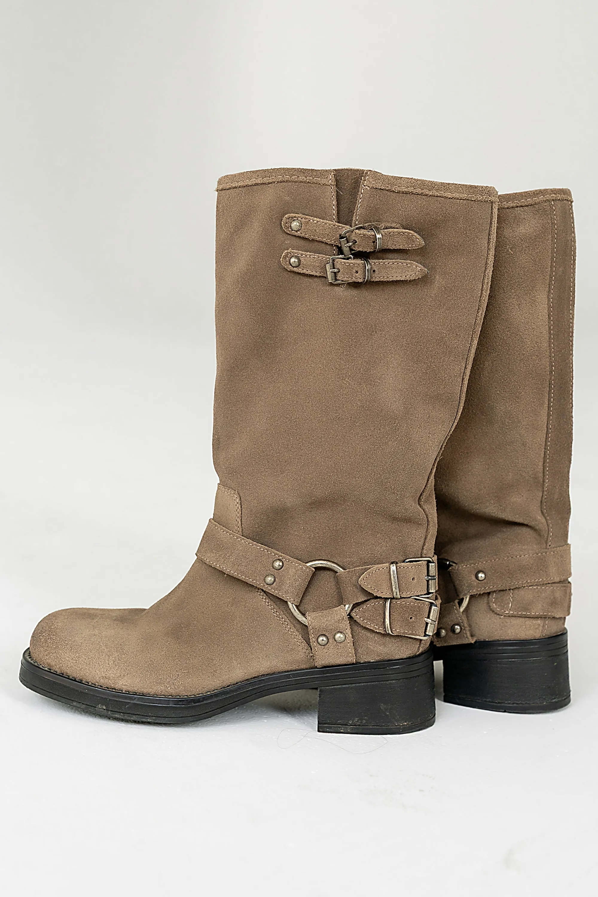 Steve Madden Astor Moto Boot in Taupe Suede sold by bohme product image thumbnail 2