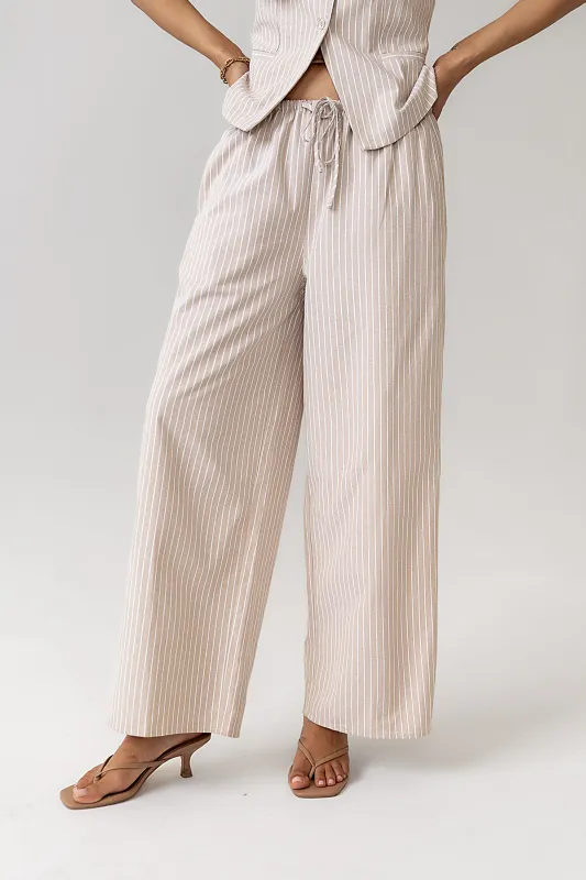 Lucy Striped Baggy Pants in Natural sold by bohme