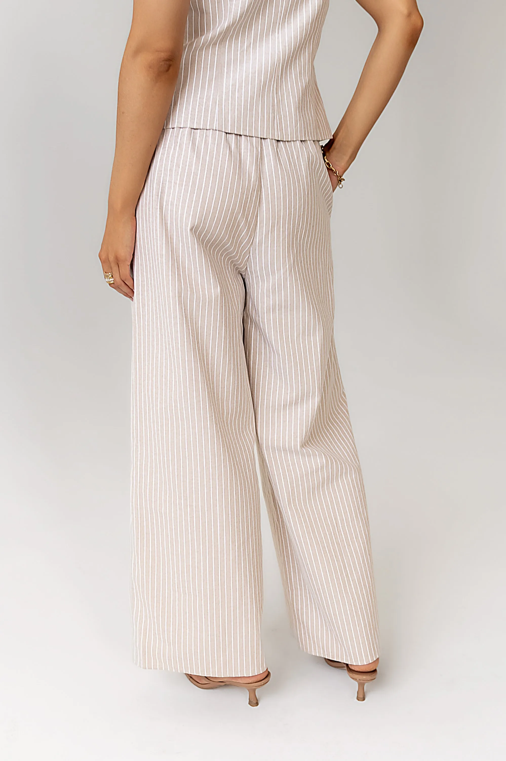 Lucy Striped Baggy Pants in Natural sold by bohme product image thumbnail 2