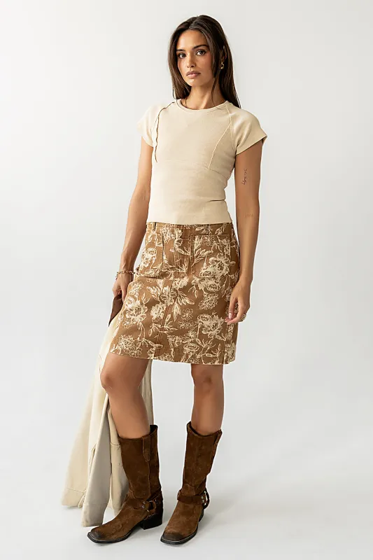 Millie Reverse Seam Top in Tan sold by bohme
