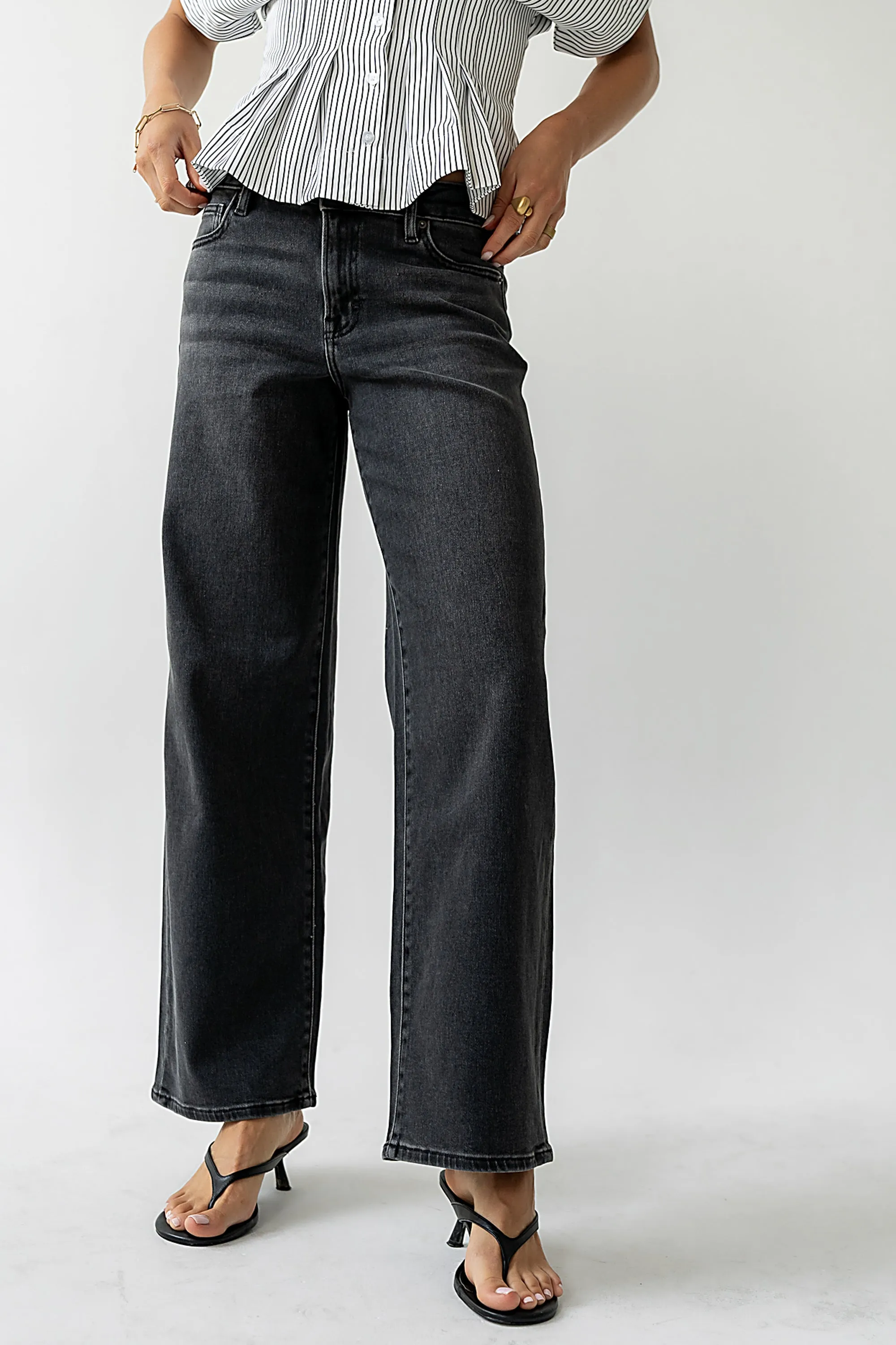 Sloane Wide Leg Jeans in Black sold by bohme