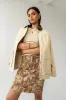 Juno Floral Mini Skirt in Camel sold by bohme