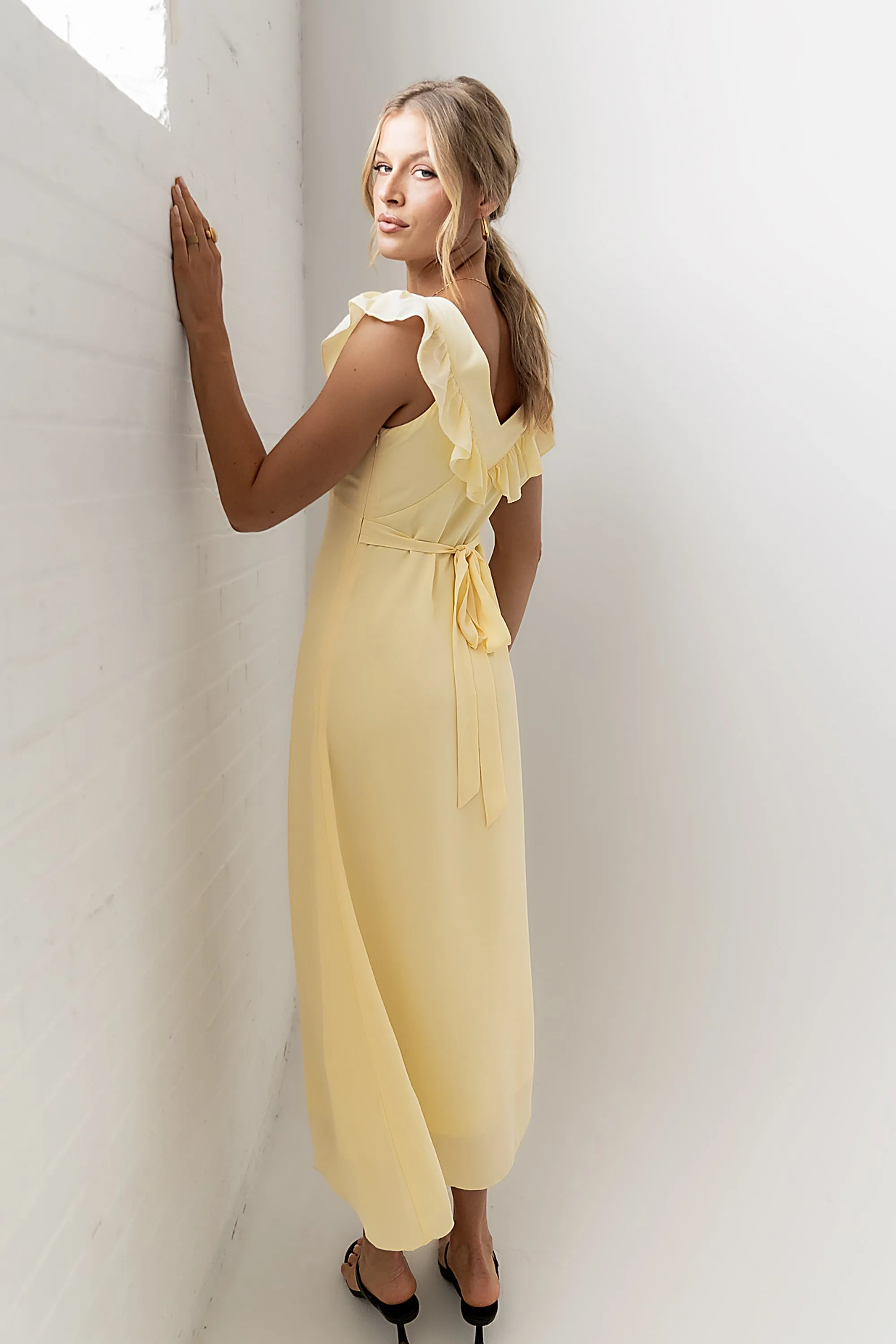 Lydia Ruffle Maxi Dress in Yellow sold by bohme product image thumbnail 2
