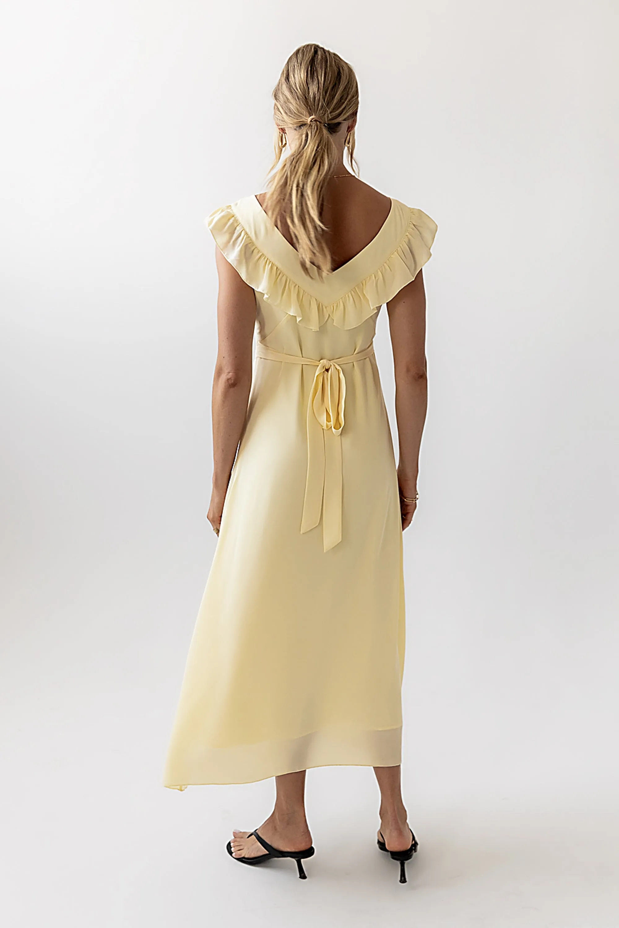 Lydia Ruffle Maxi Dress in Yellow sold by bohme product image thumbnail 4