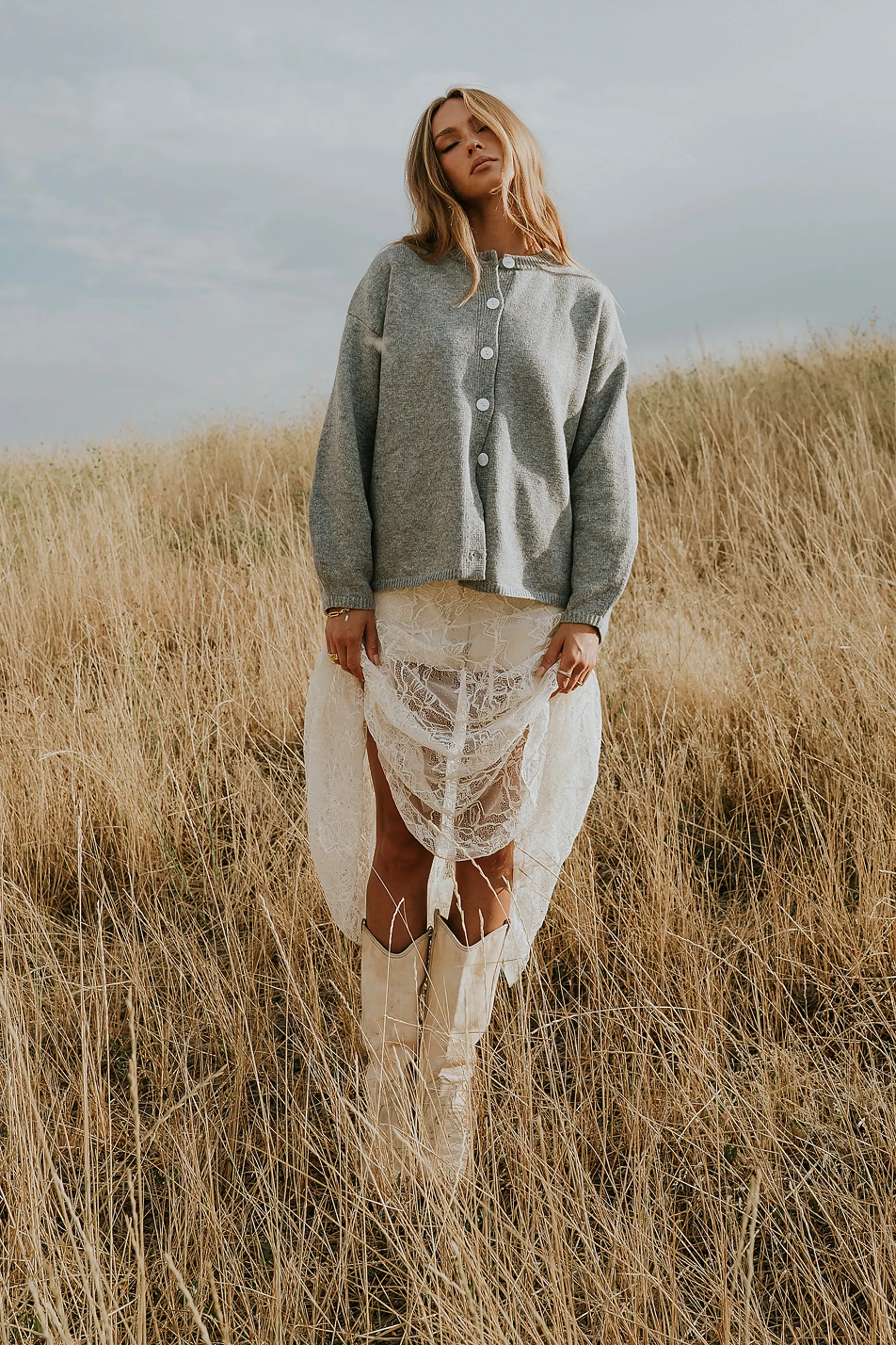 Kaia Knit Cardigan in Heather Grey sold by bohme product image thumbnail 4