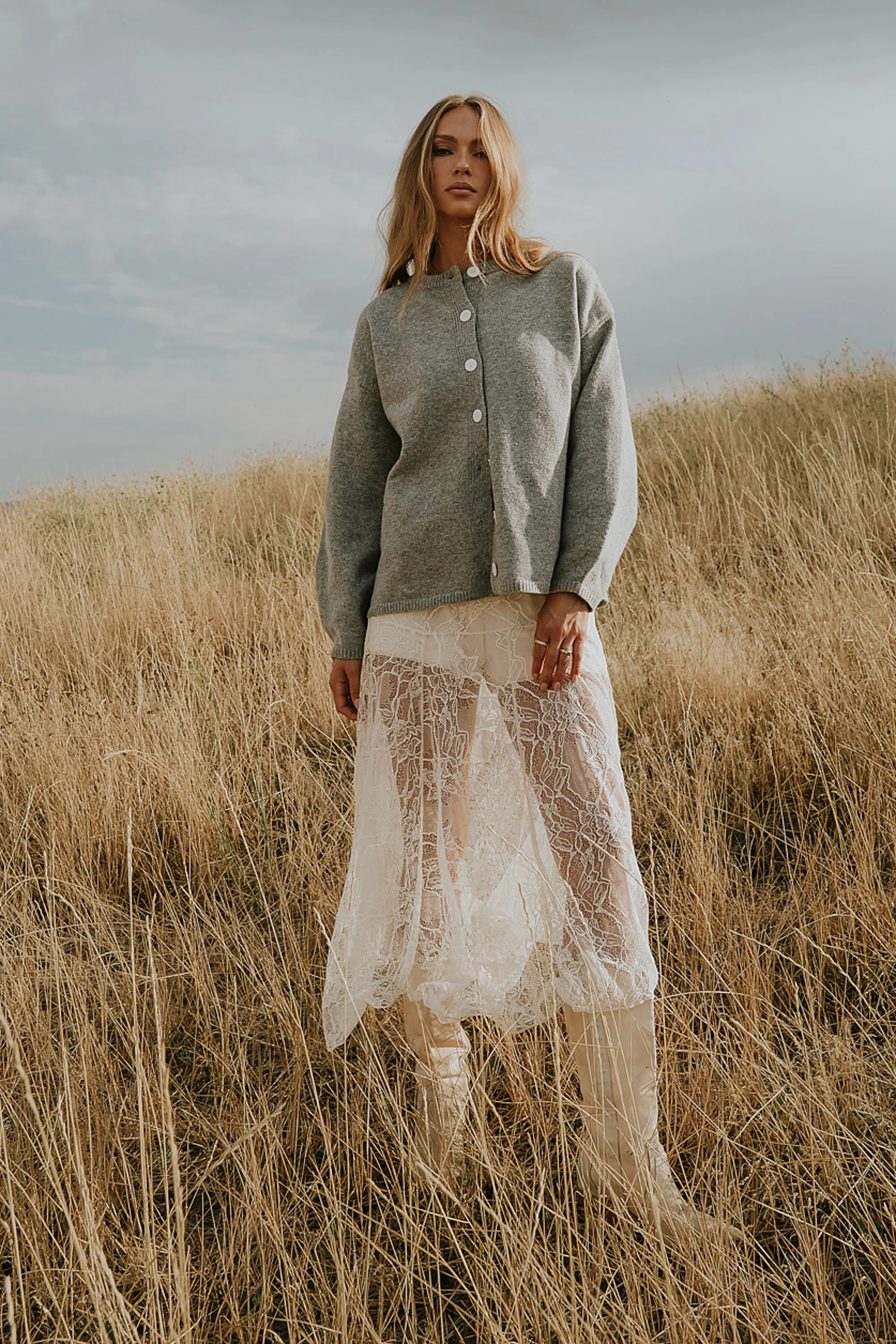 Kaia Knit Cardigan in Heather Grey sold by bohme product image thumbnail 2