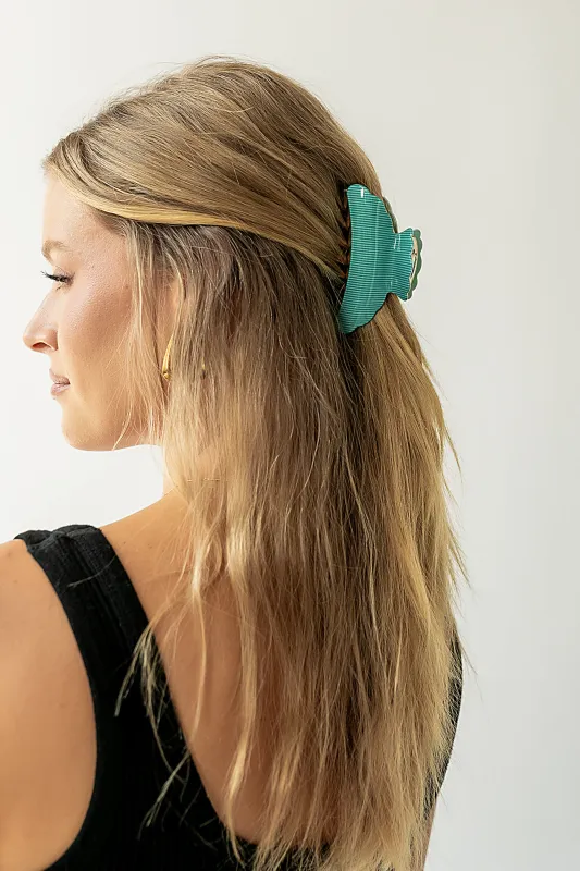 Striped Claw Clip in Turquoise sold by bohme