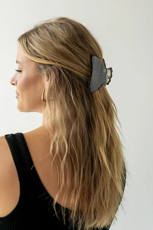 Striped Claw Clip in Black sold by bohme