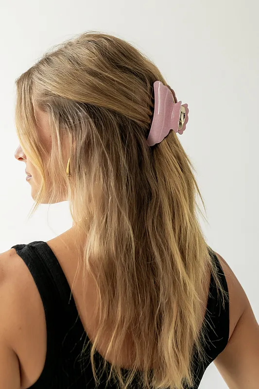 Striped Claw Clip in Pink sold by bohme