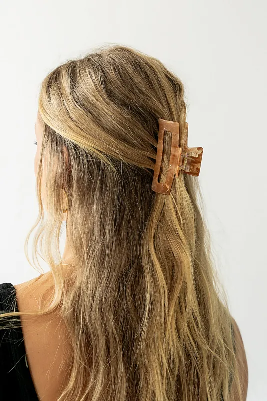 Allie Inlay Claw Clip in Cognac sold by bohme