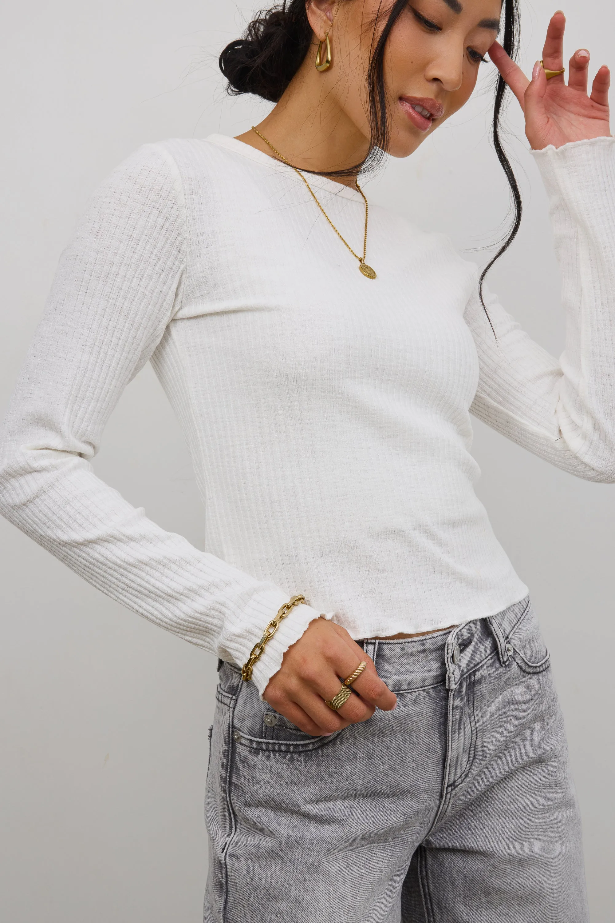 Leif Knit Top in White sold by bohme
