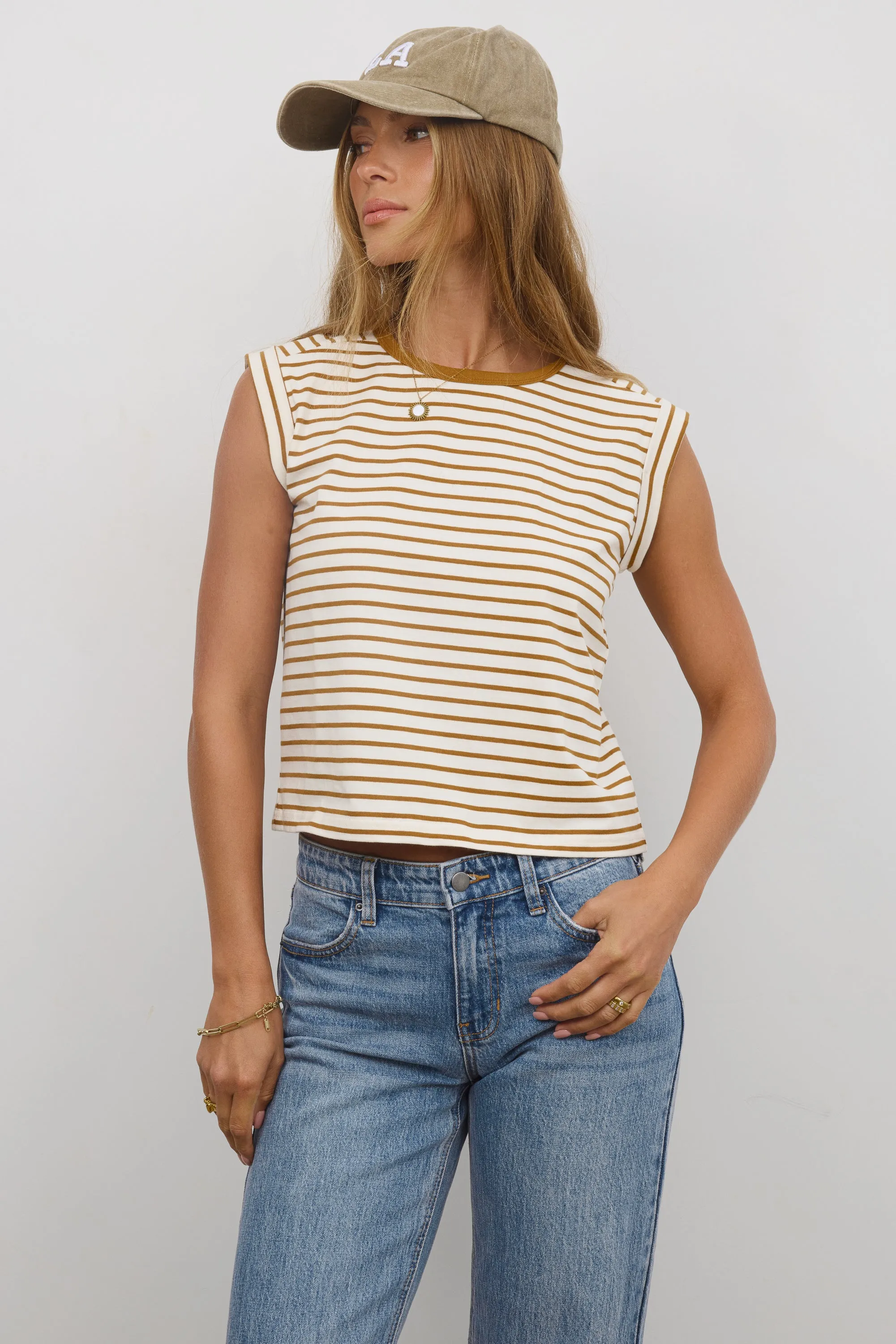 Annie Striped T-Shirt in Cognac sold by bohme product image thumbnail 5