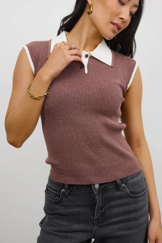 Becca Ribbed Top in Plum sold by bohme