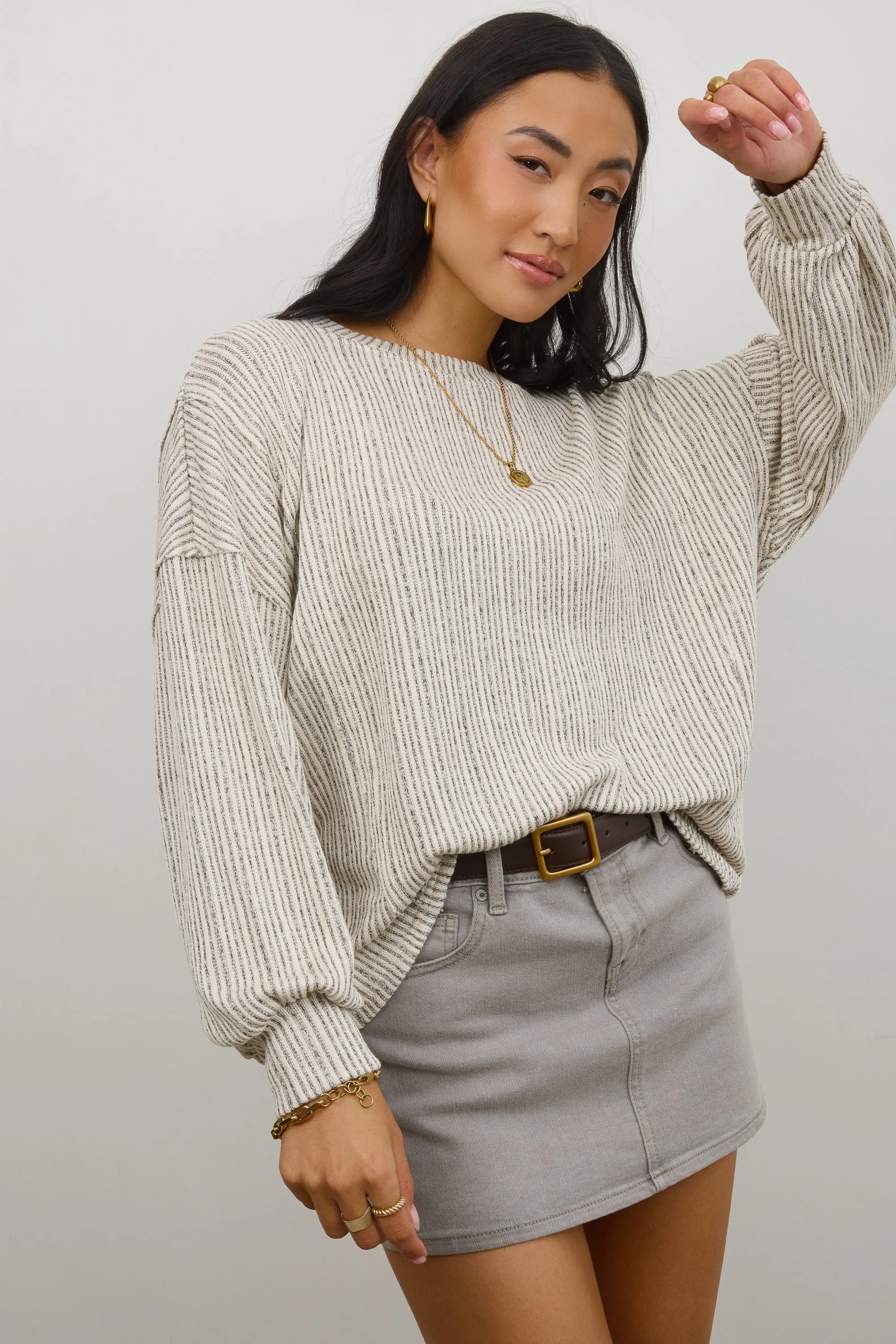 Tate Knit Sweater in Oatmeal sold by bohme product image thumbnail 5