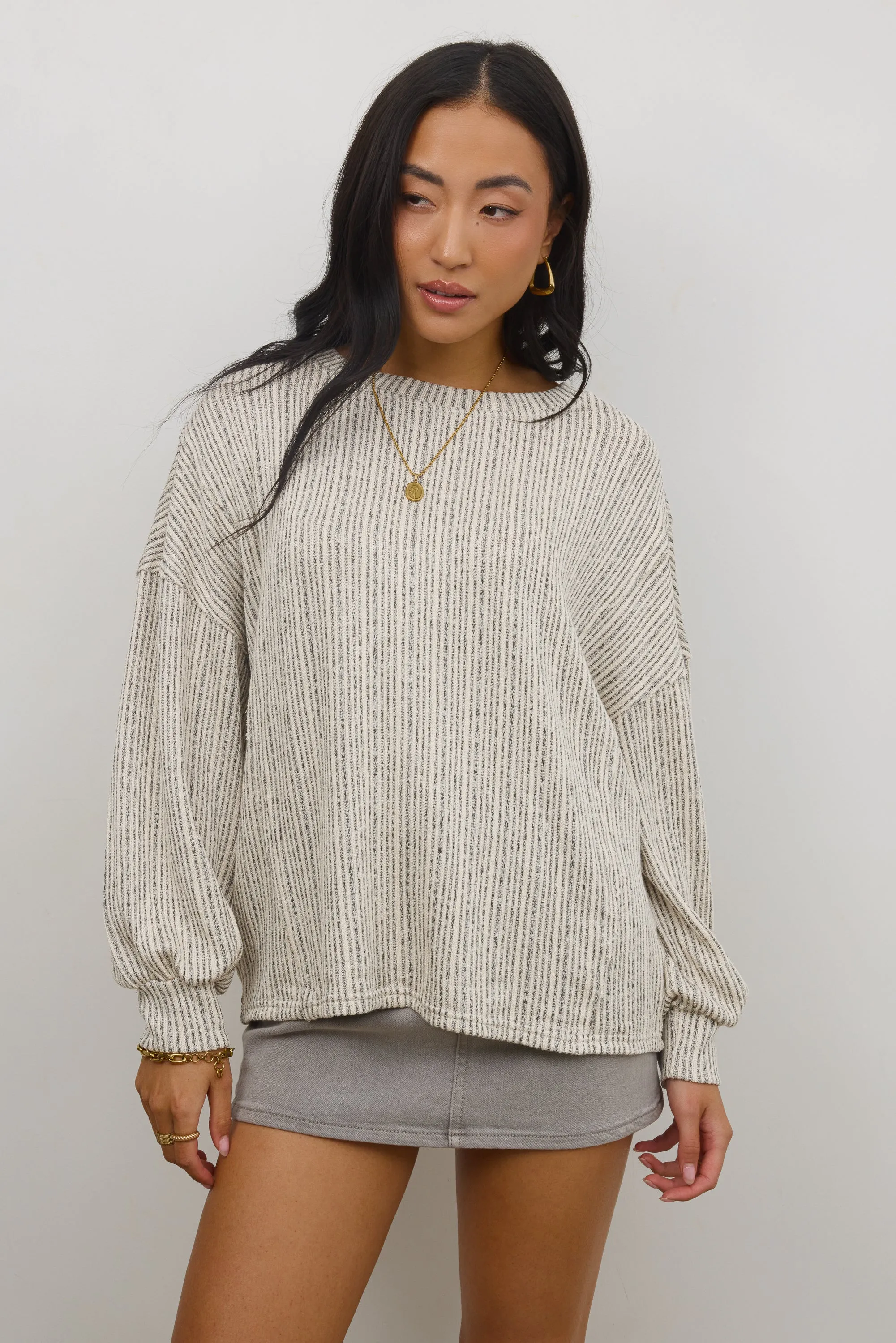 Tate Knit Sweater in Oatmeal sold by bohme product image thumbnail 2