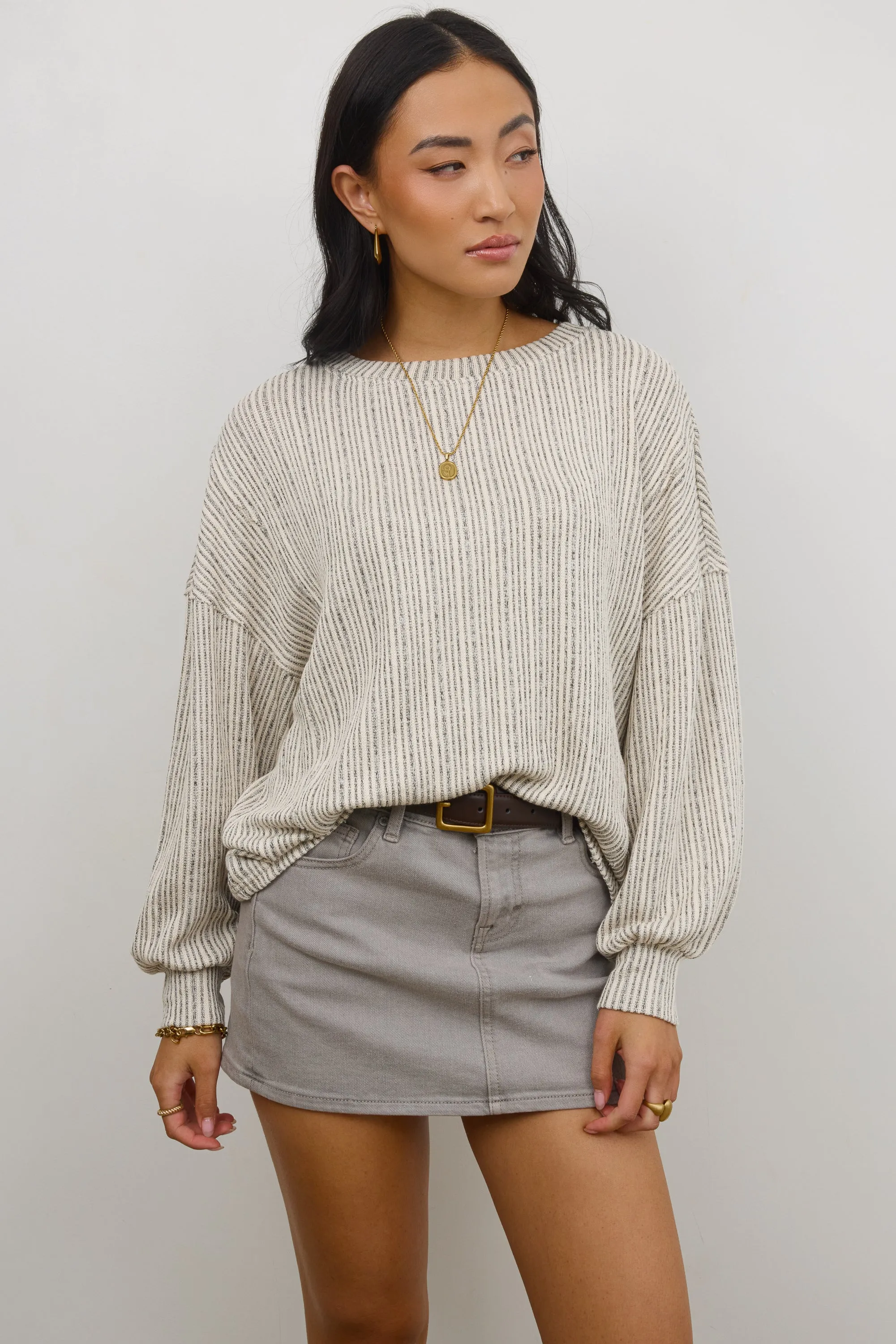 Tate Knit Sweater in Oatmeal sold by bohme product image thumbnail 3