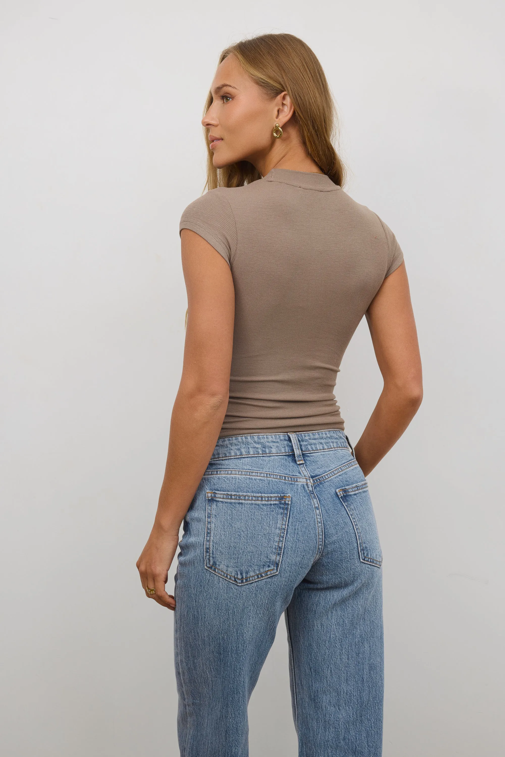 Asher Ribbed Top in Taupe sold by bohme product image thumbnail 2