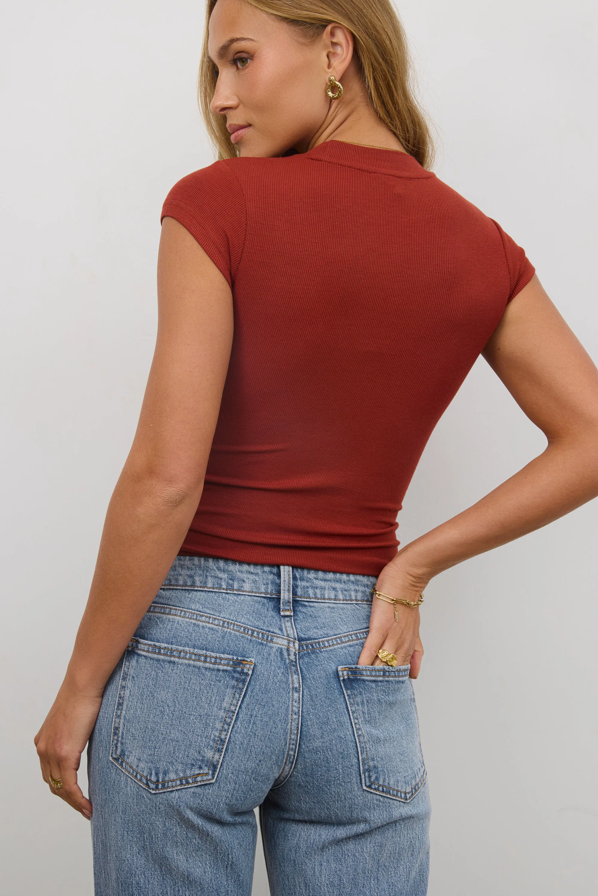 Asher Ribbed Top in Brick sold by bohme product image thumbnail 2