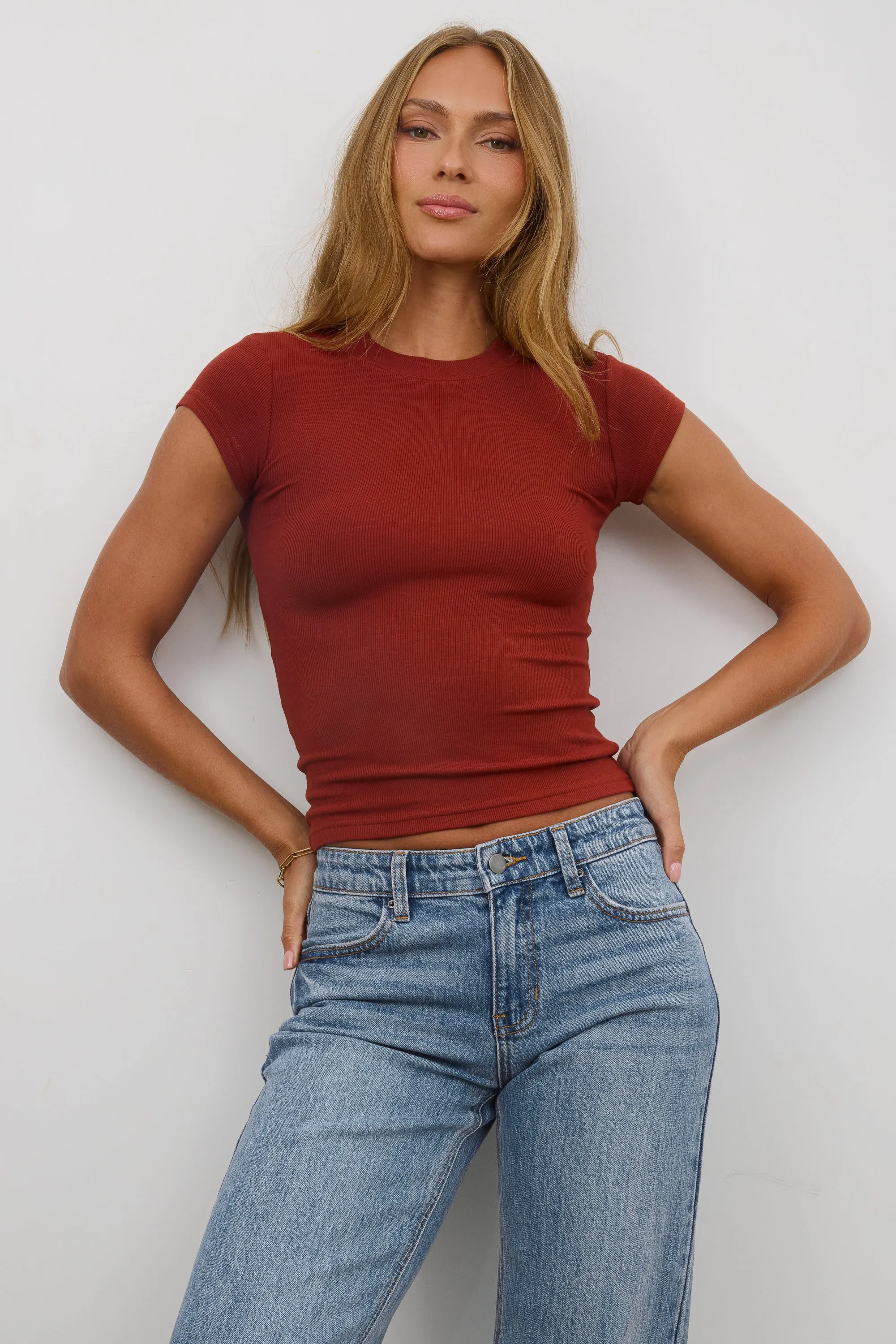 Asher Ribbed Top in Brick sold by bohme product image thumbnail 5