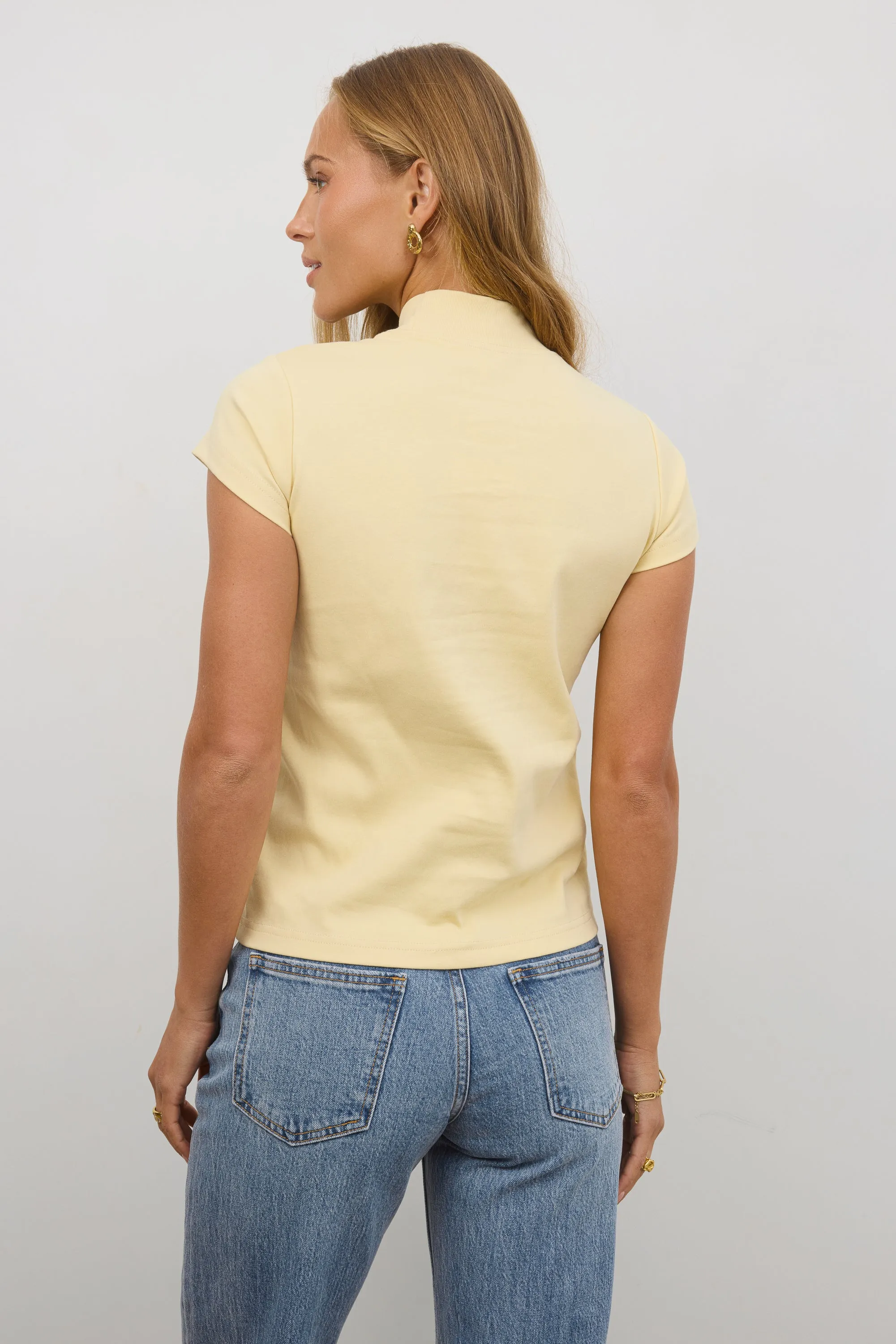 Marley Mock Neck Tee in Yellow sold by bohme product image thumbnail 3