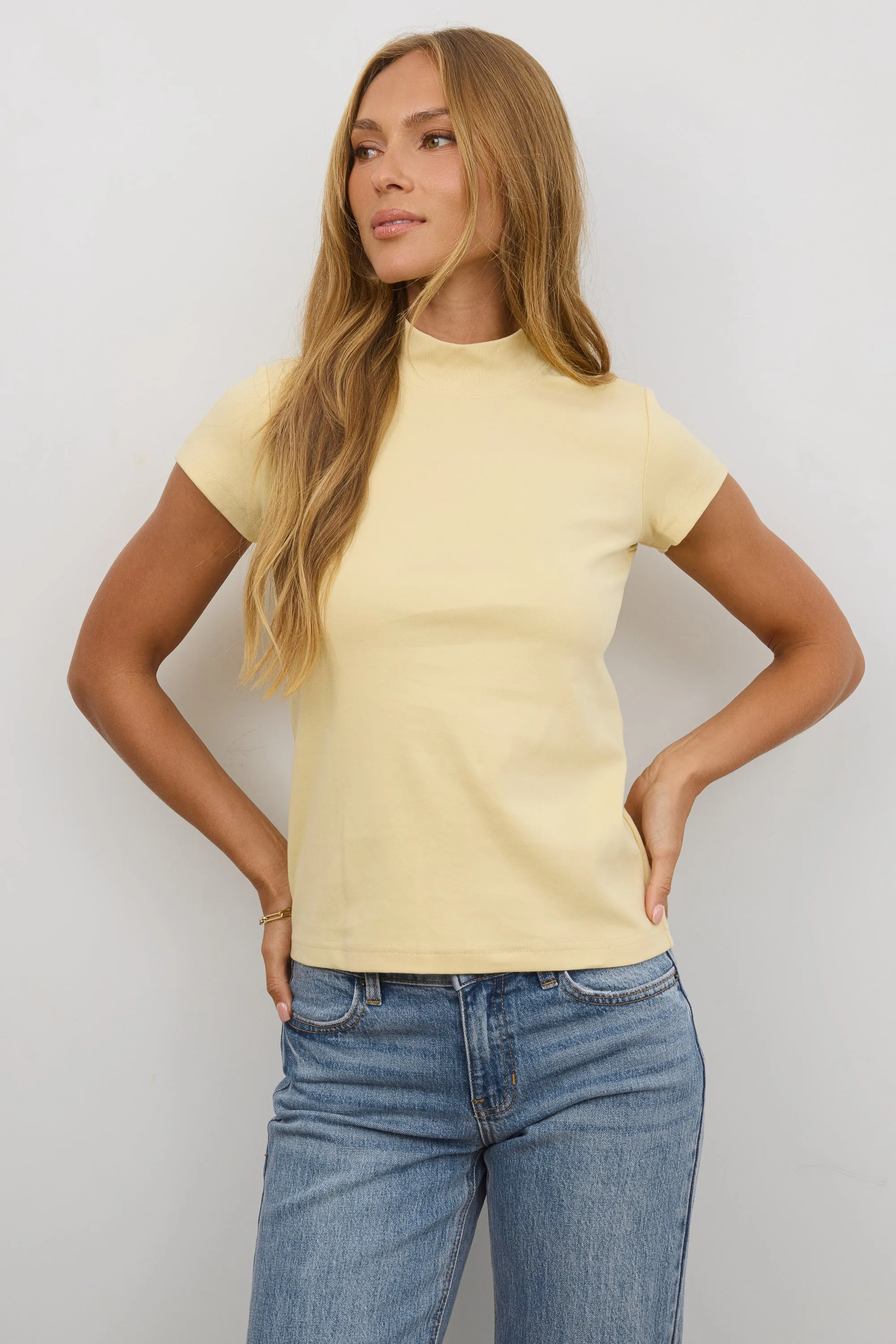 Marley Mock Neck Tee in Yellow sold by bohme product image thumbnail 5