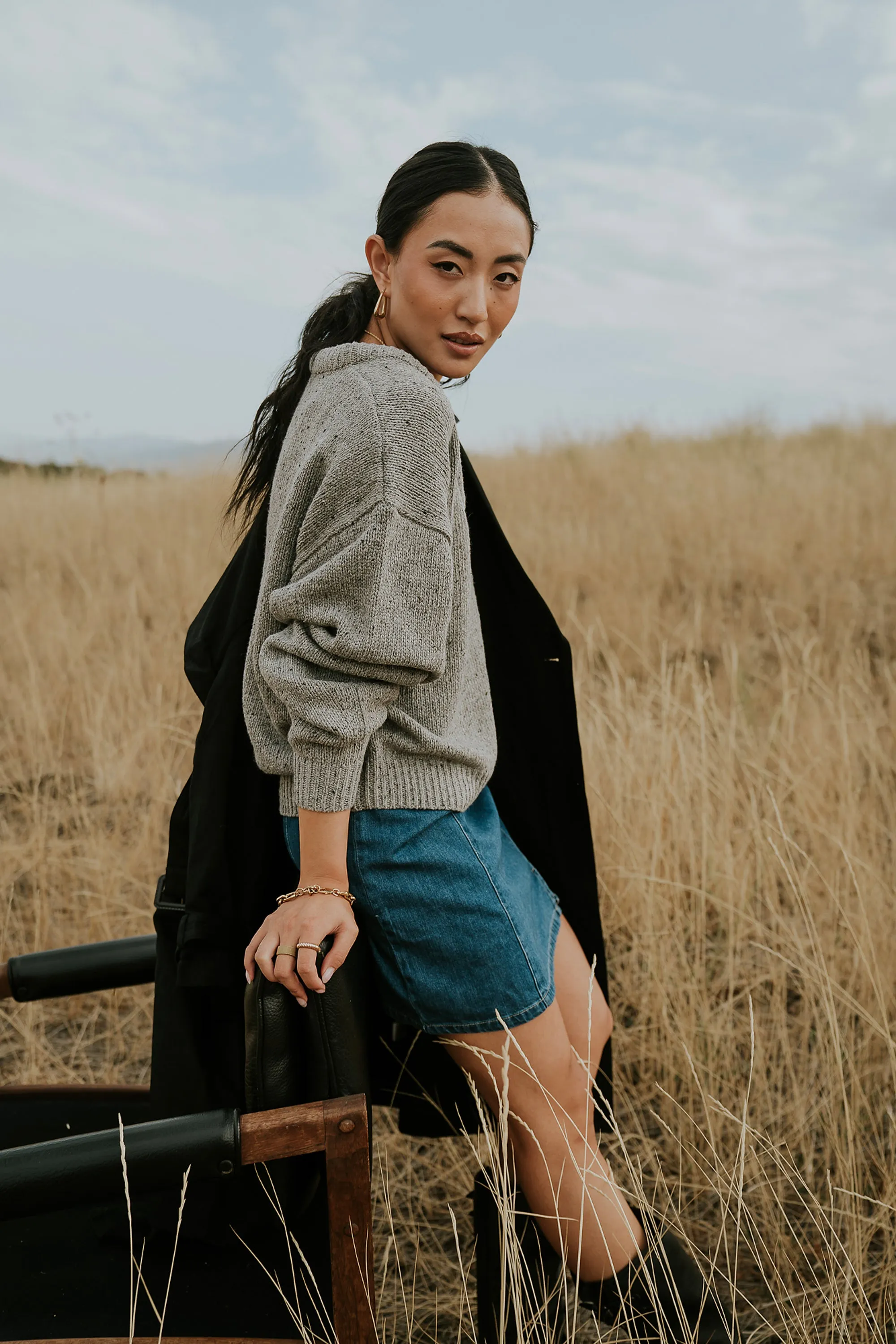 Fern Relaxed Sweater in Grey sold by bohme product image thumbnail 5