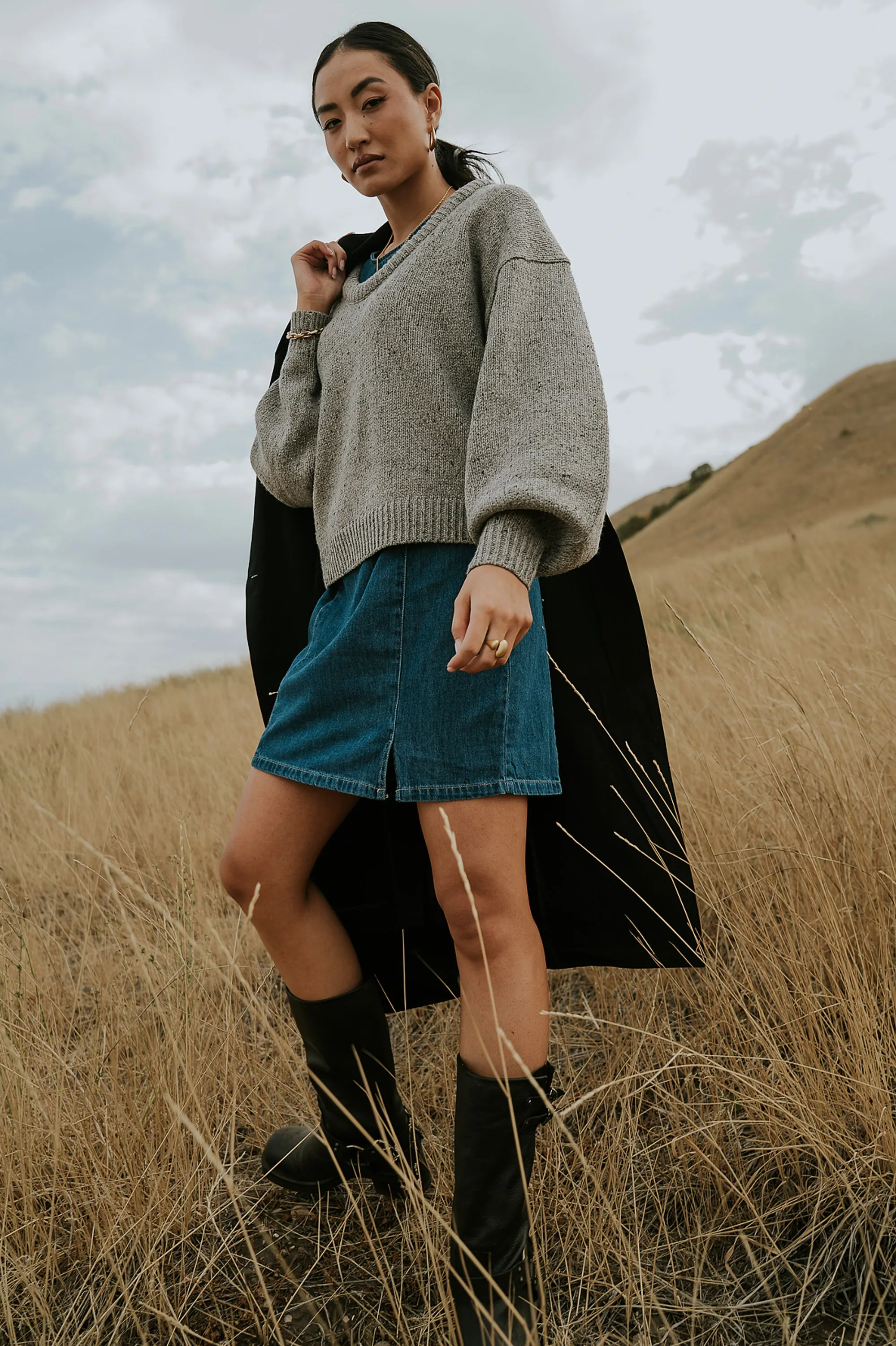 Fern Relaxed Sweater in Grey sold by bohme product image thumbnail 4